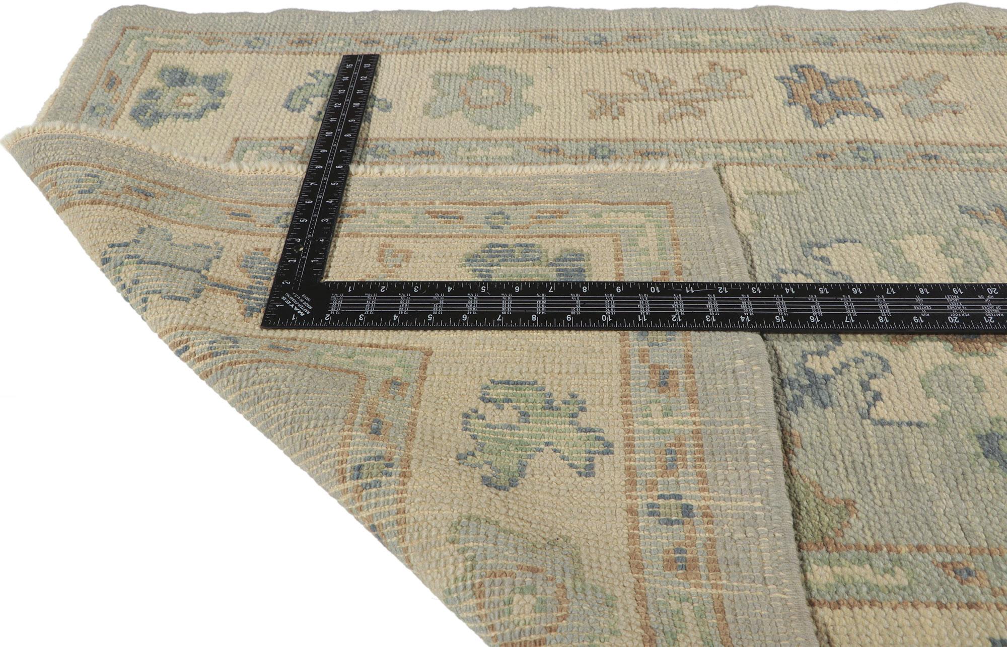 Wool New Contemporary Turkish Oushak Hallway Runner with Modern Style For Sale