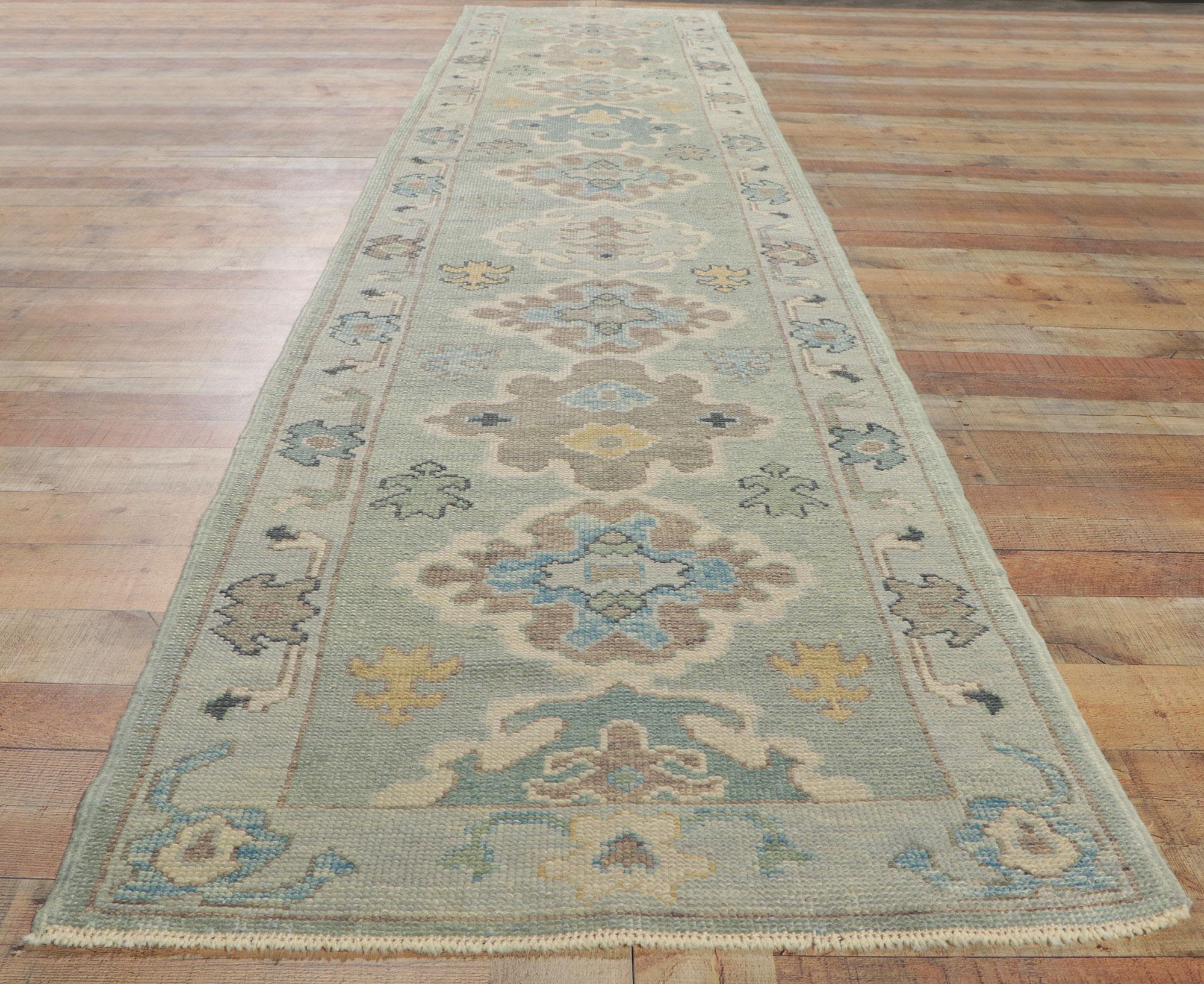 New Contemporary Turkish Oushak Hallway Runner with Modern Style 2