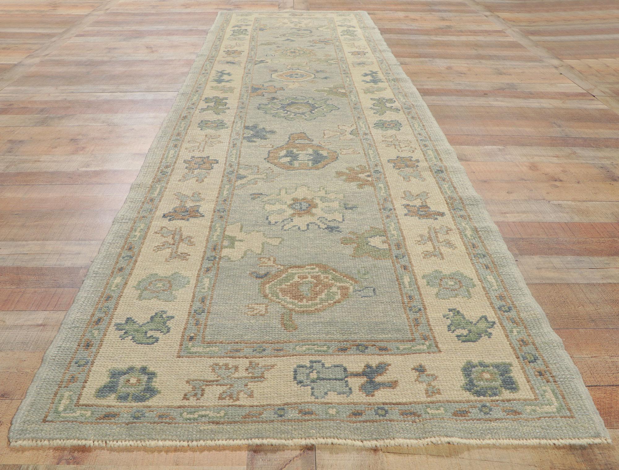 New Contemporary Turkish Oushak Hallway Runner with Modern Style For Sale 2