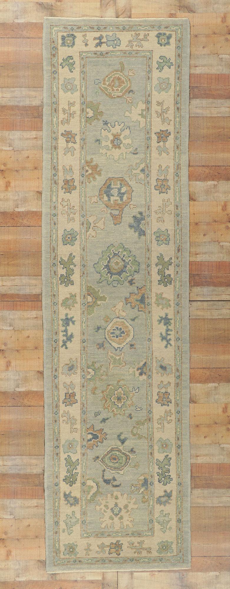 New Contemporary Turkish Oushak Hallway Runner with Modern Style For Sale 3