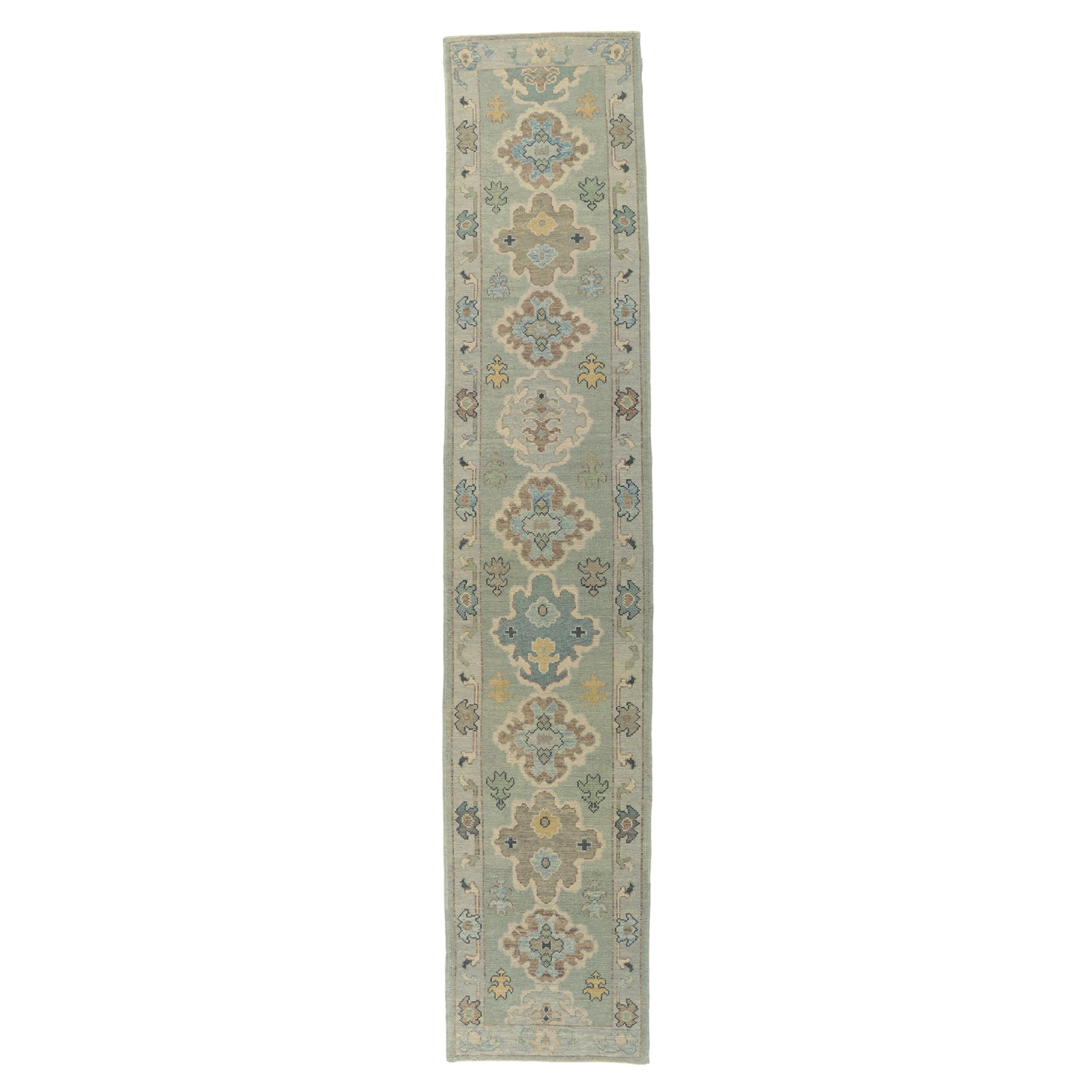 New Contemporary Turkish Oushak Hallway Runner with Modern Style