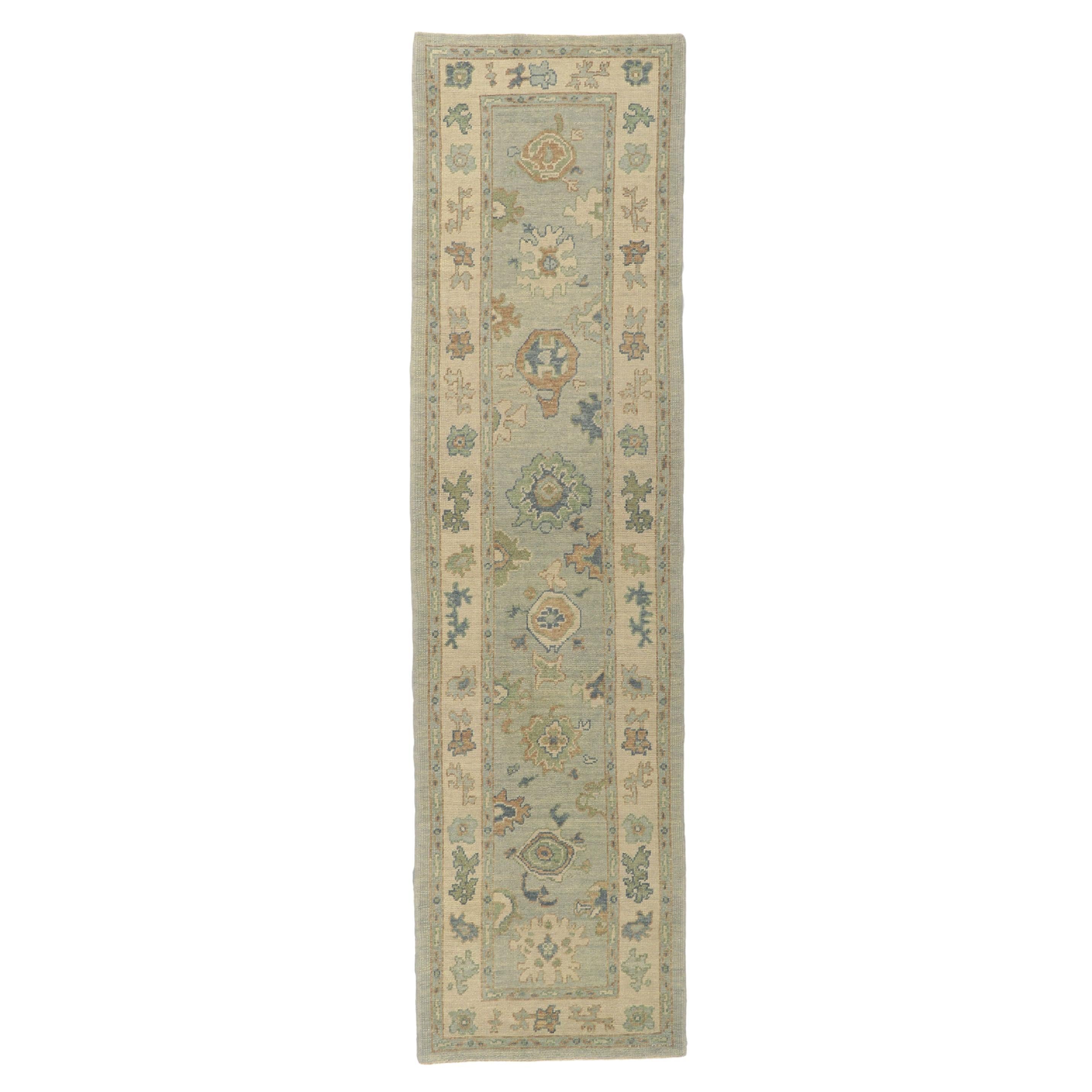 New Contemporary Turkish Oushak Hallway Runner with Modern Style For Sale