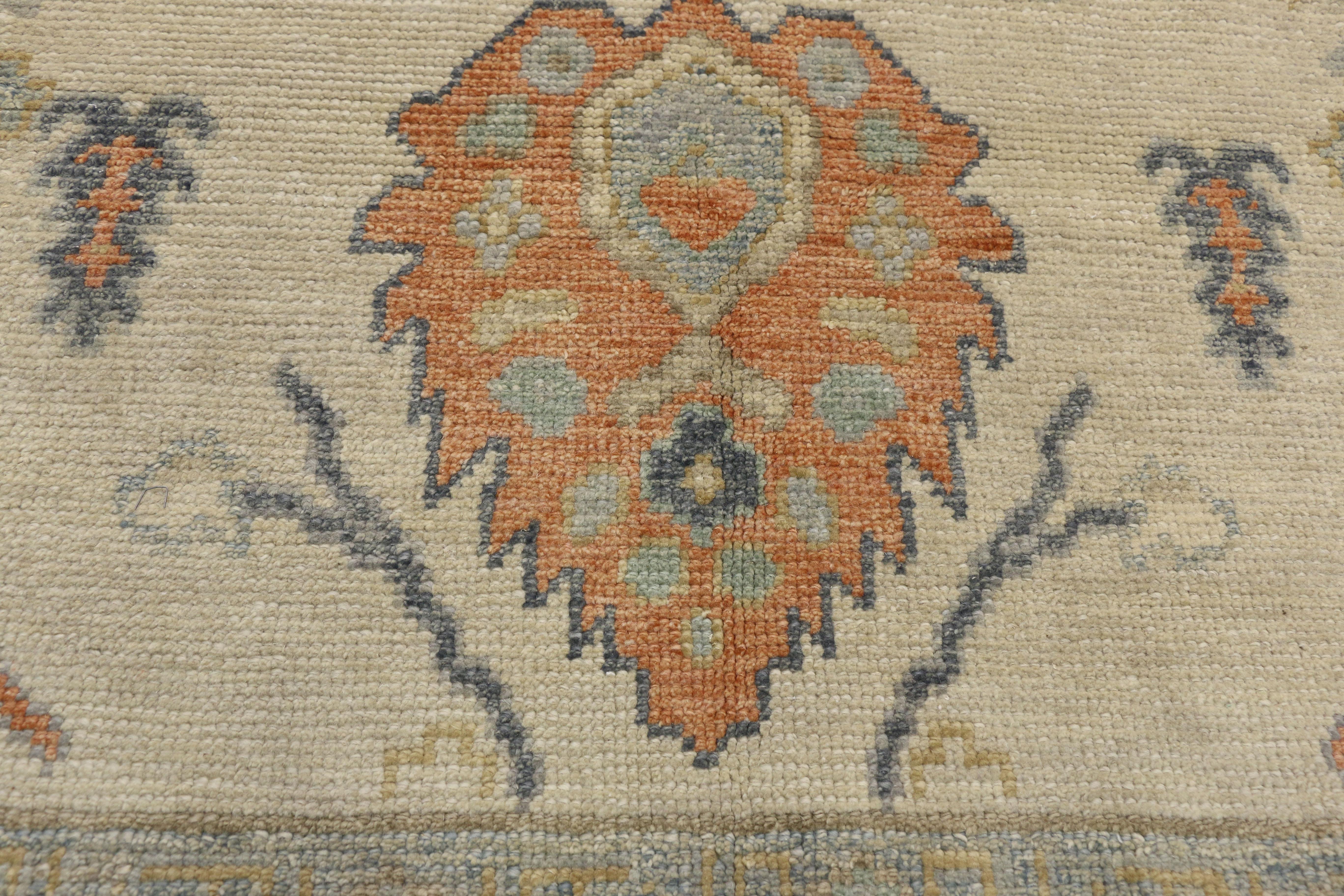 New Contemporary Turkish Oushak Large Area Rug with Transitional Style 1