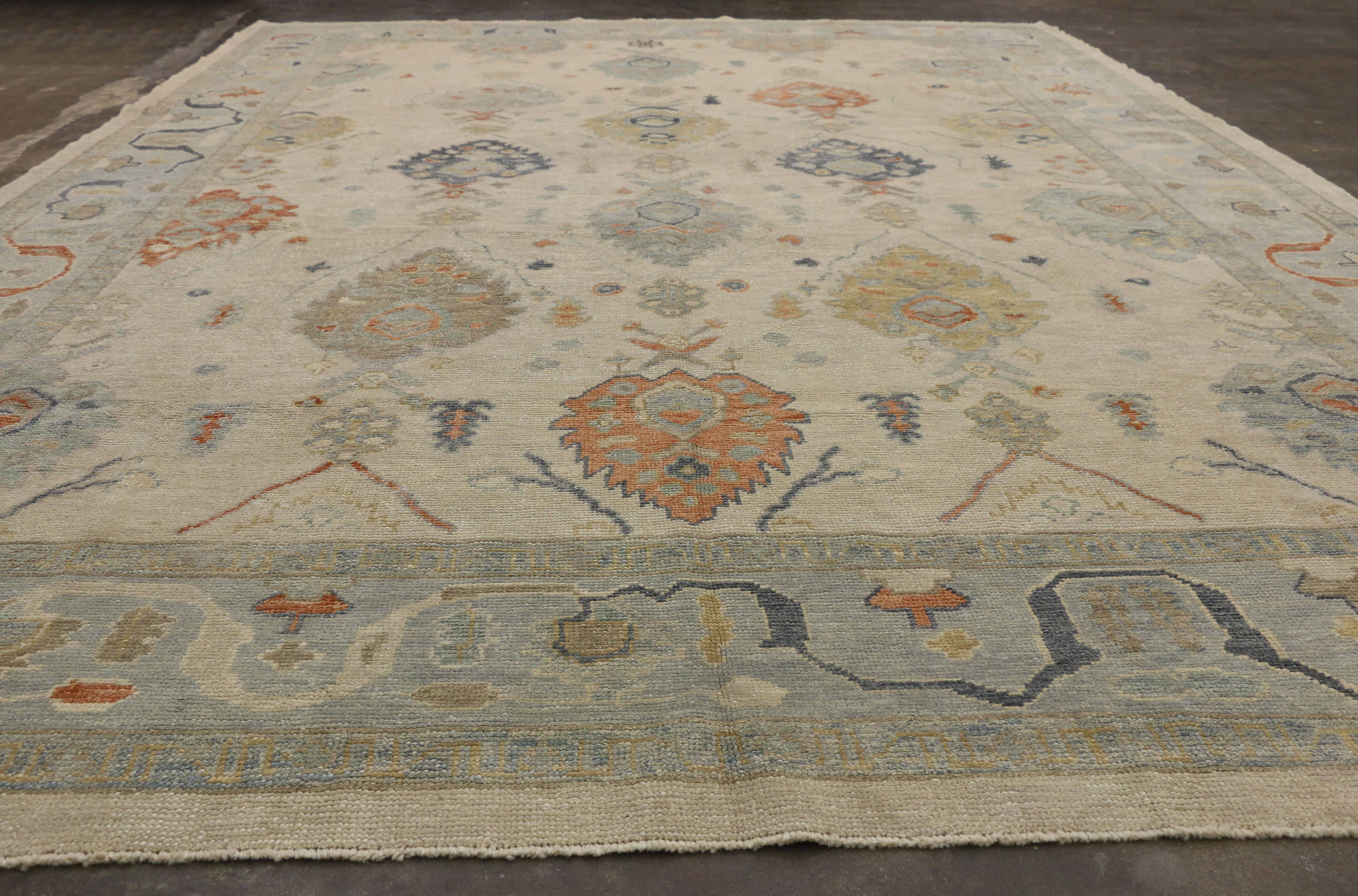 New Contemporary Turkish Oushak Large Area Rug with Transitional Style 4