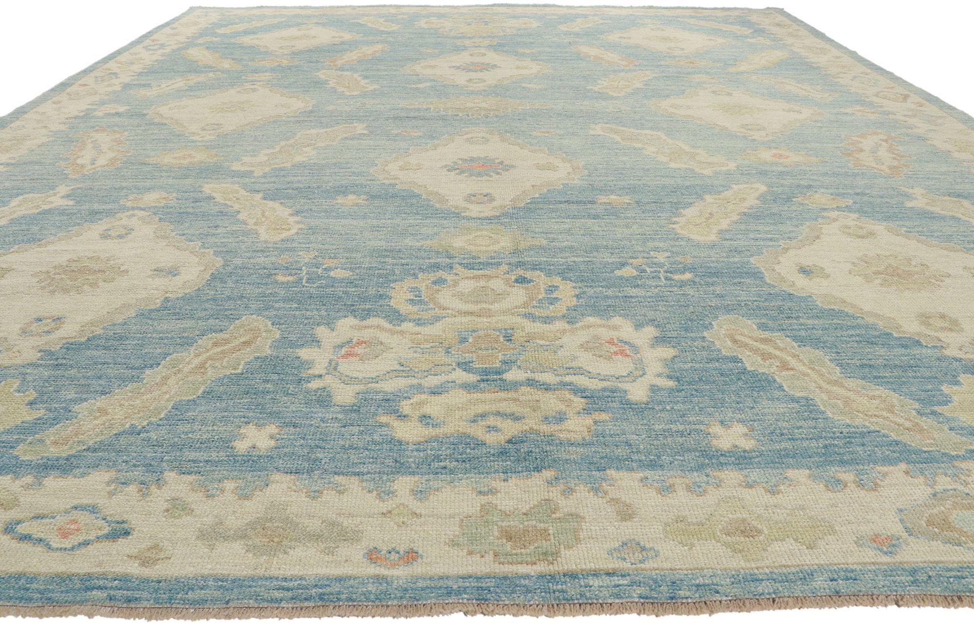 Hand-Knotted New Contemporary Turkish Oushak Rug For Sale