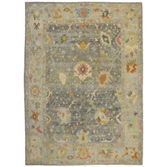 New Contemporary Turkish Oushak Rug in Pastel Colors