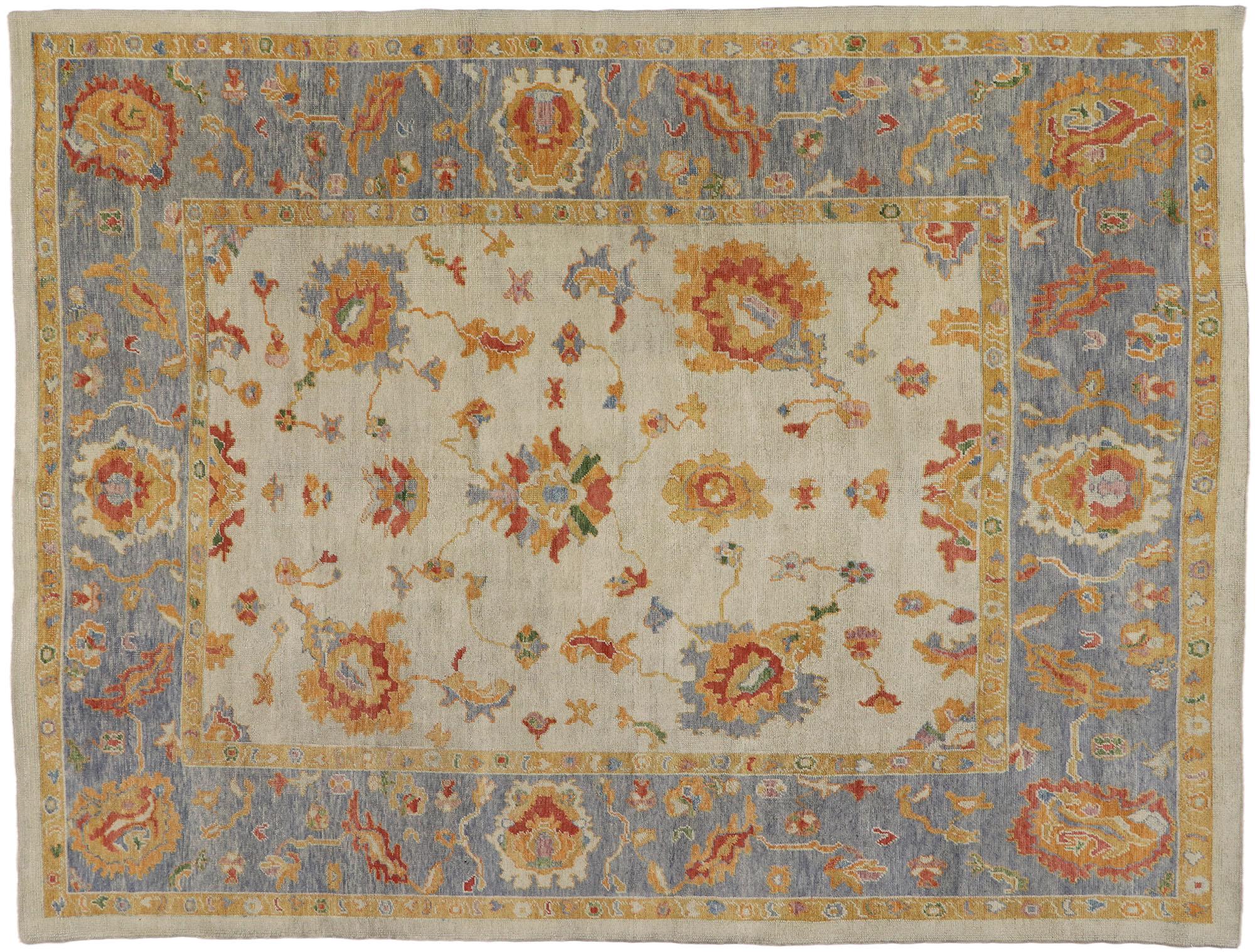 New Contemporary Turkish Oushak Carpet with Transitional Style For Sale 5