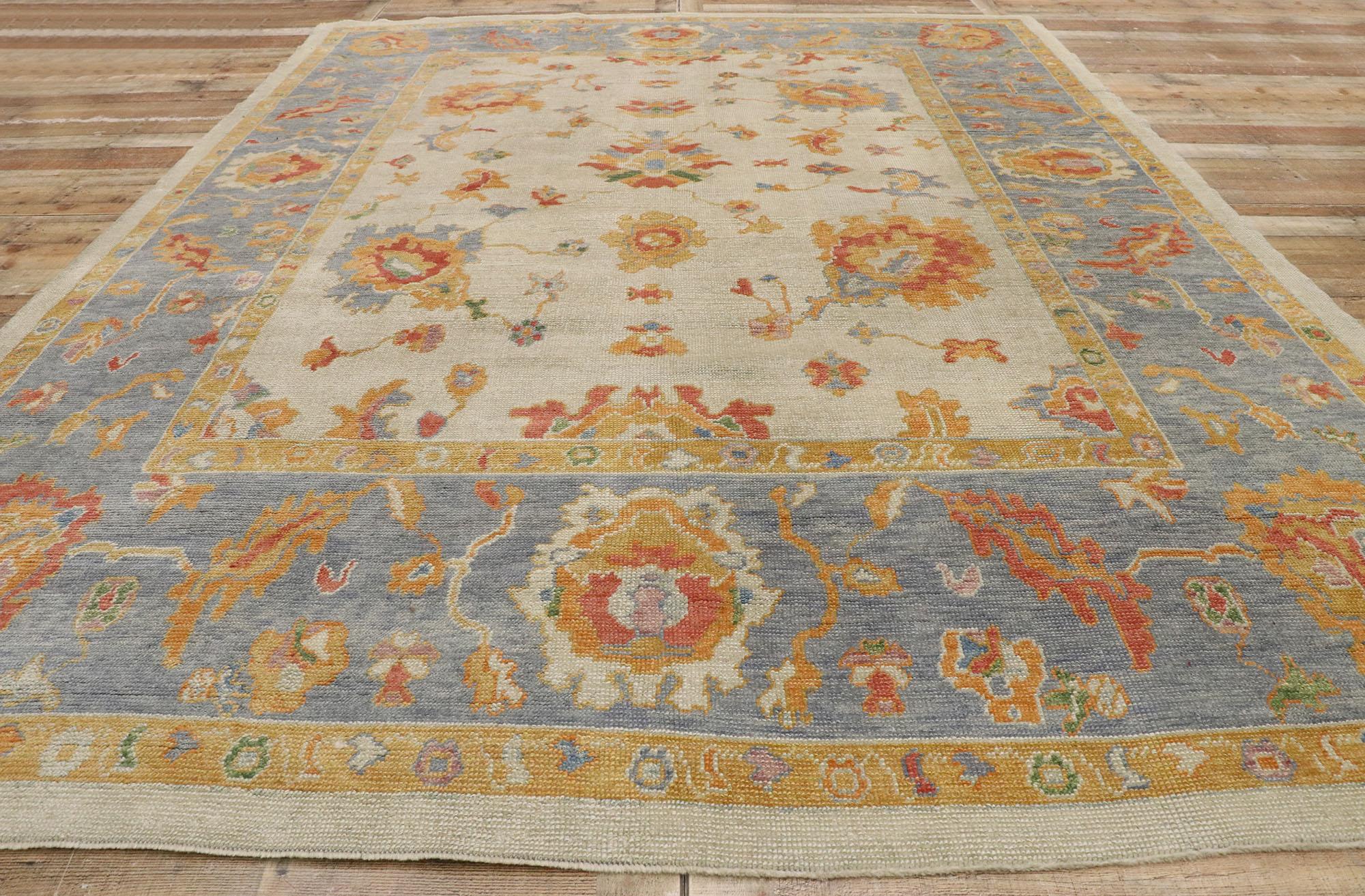 New Contemporary Turkish Oushak Carpet with Transitional Style For Sale 3