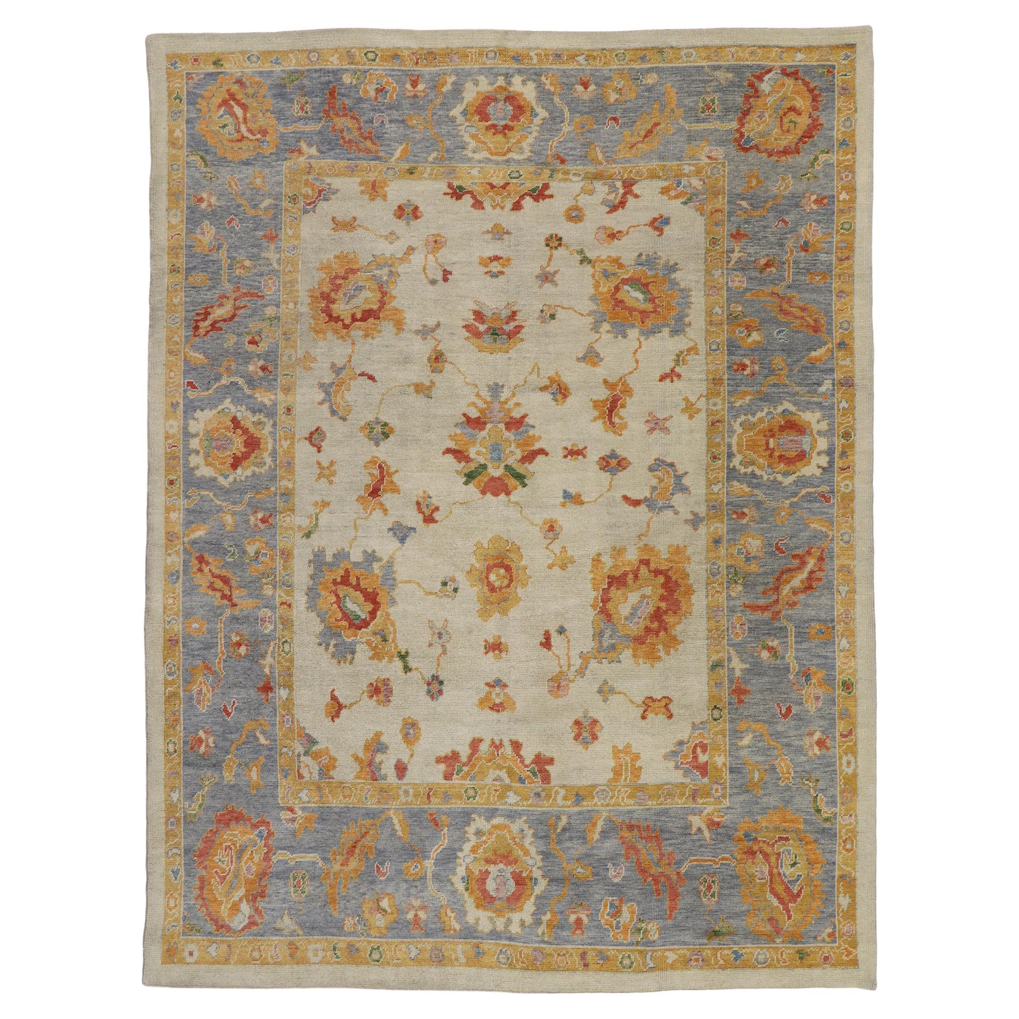 New Contemporary Turkish Oushak Carpet with Transitional Style