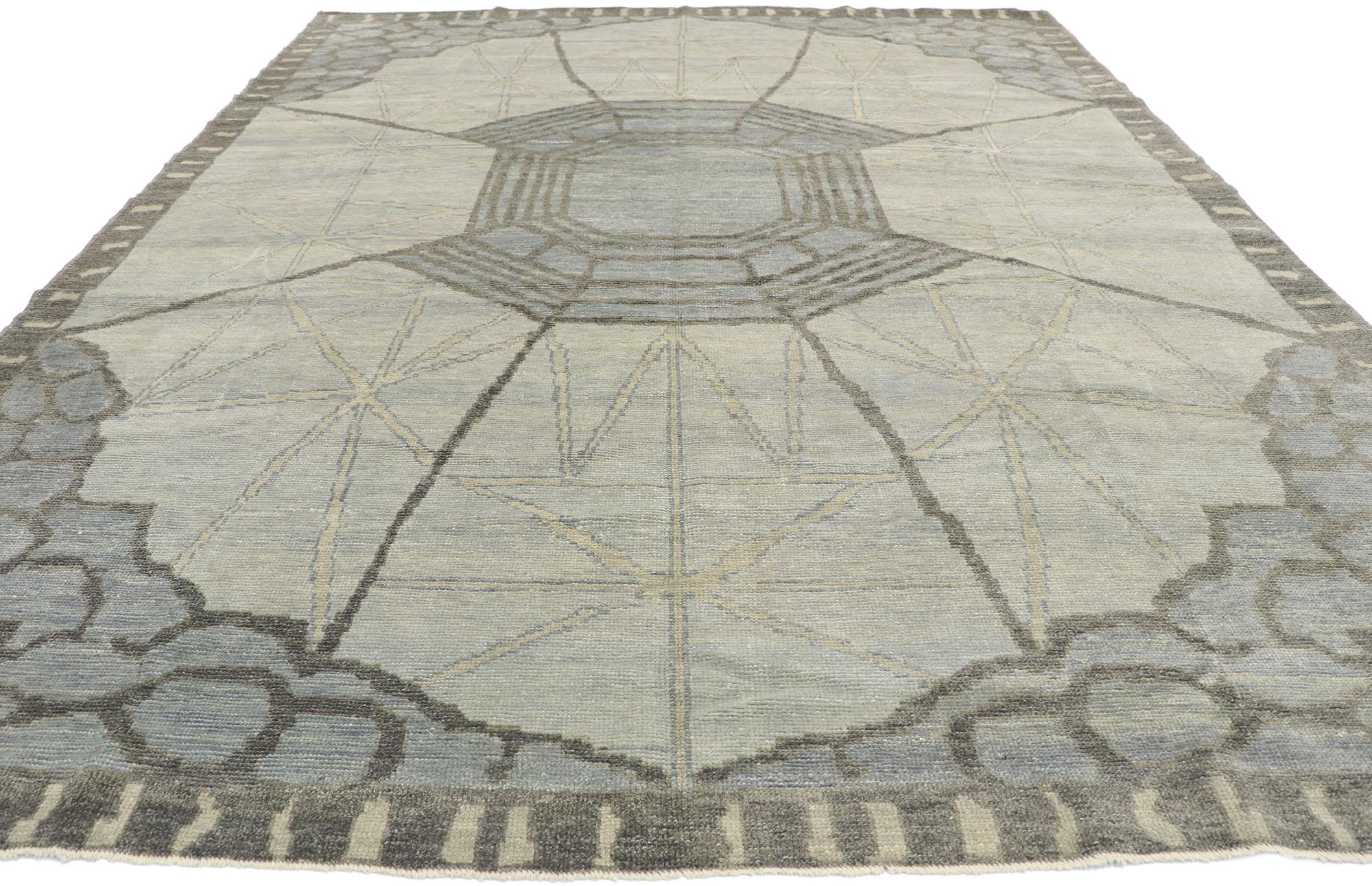 Hand-Knotted New Contemporary Turkish Oushak Rug Inspired by Zeki Muren For Sale