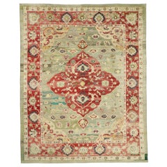 New Contemporary Turkish Oushak Rug Repurposed from Antique Wool