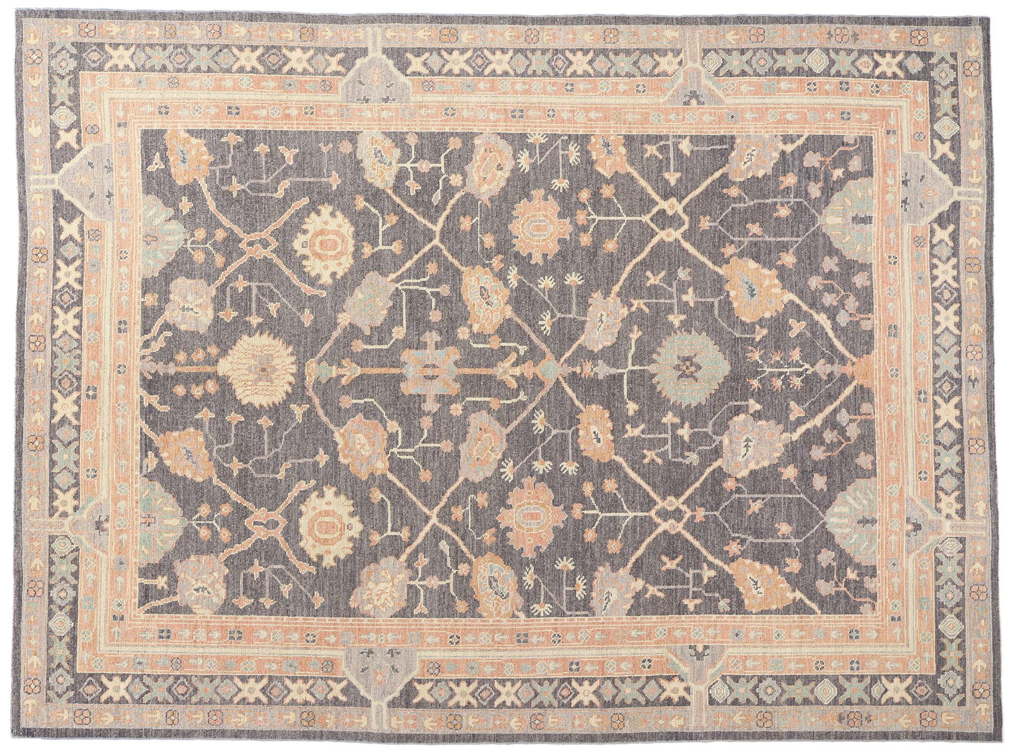 Nueva Alfombra Turca Contemporánea Oushak con Estilo Aesthetic Movement en venta 2