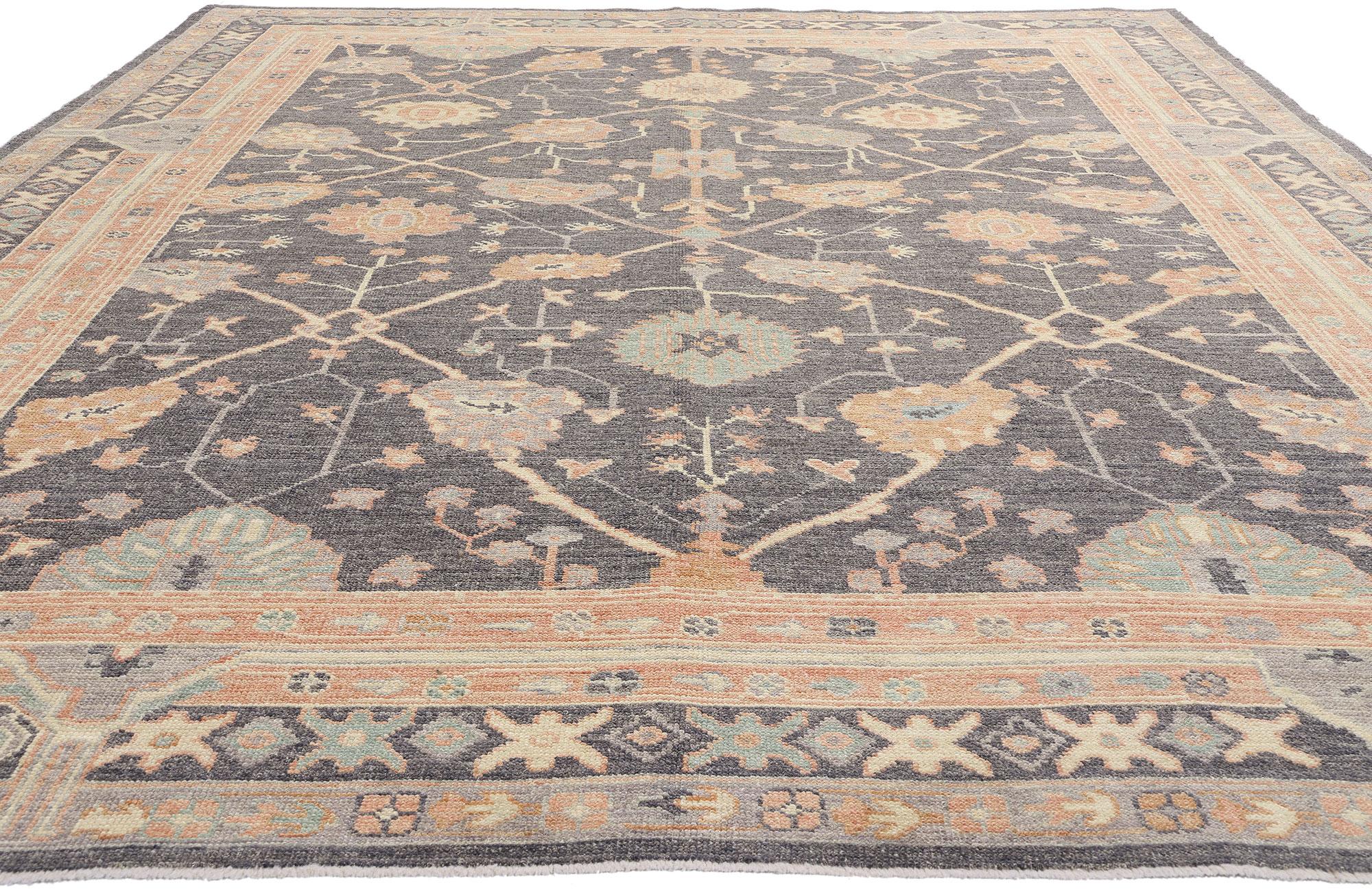 Nueva Alfombra Turca Contemporánea Oushak con Estilo Aesthetic Movement Movimiento estético en venta