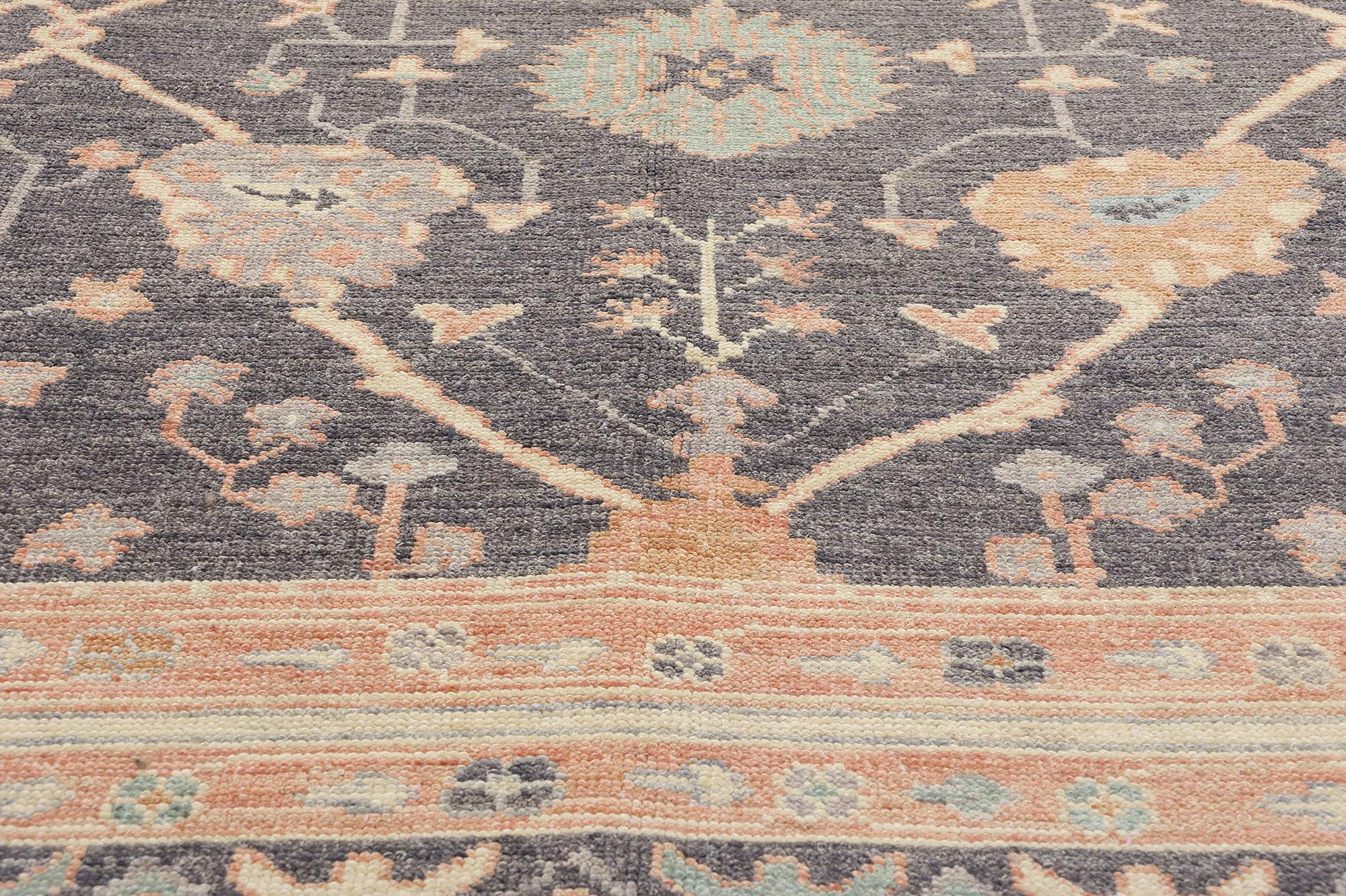 Nueva Alfombra Turca Contemporánea Oushak con Estilo Aesthetic Movement Anudado a mano en venta