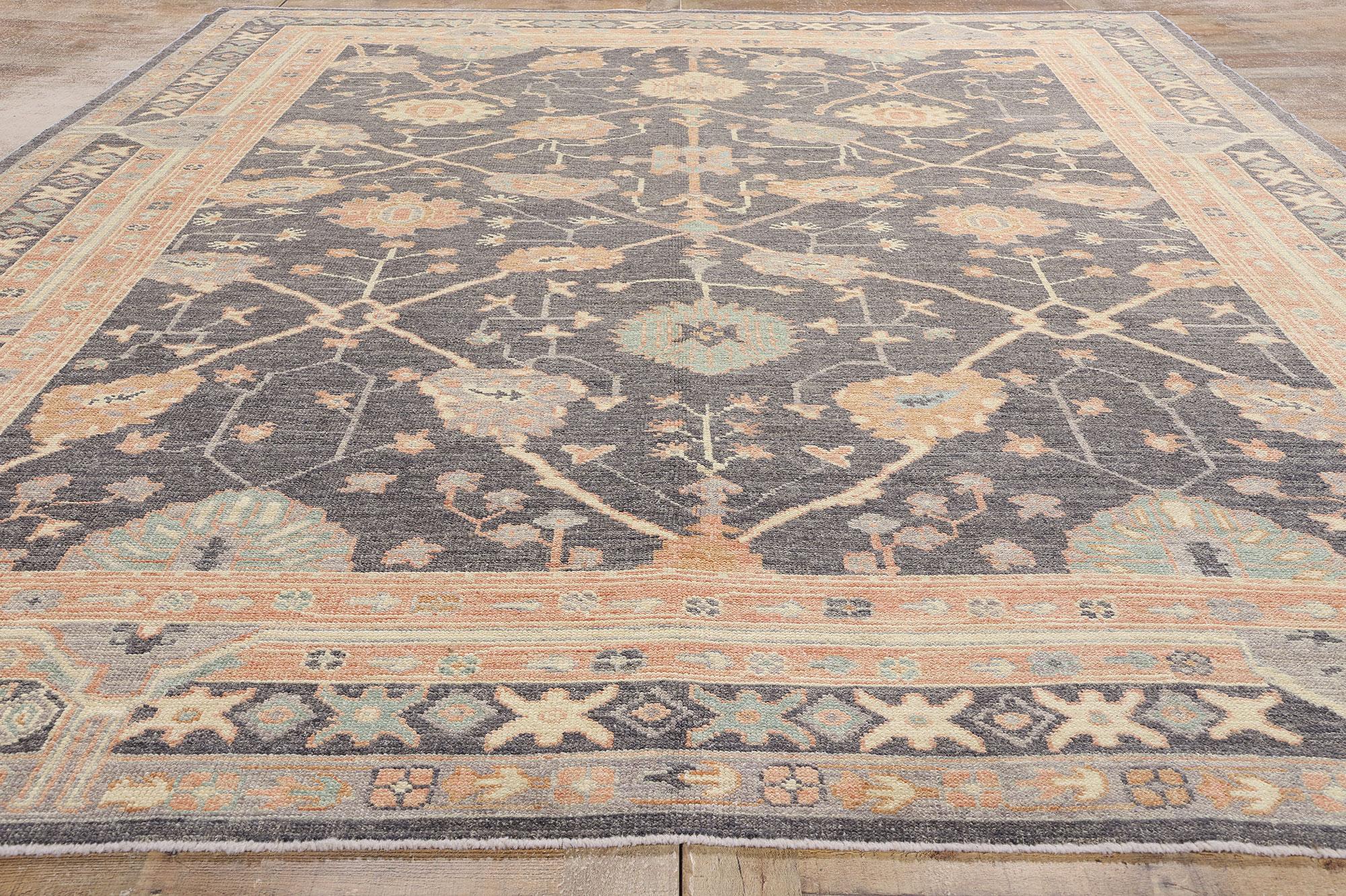 Nueva Alfombra Turca Contemporánea Oushak con Estilo Aesthetic Movement Lana en venta