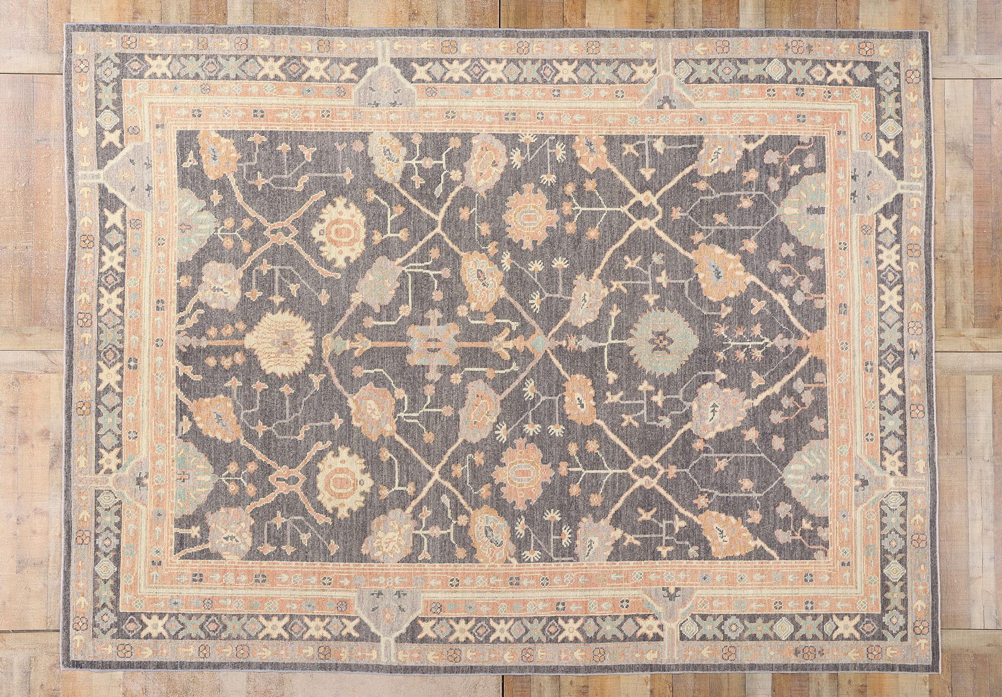 Nueva Alfombra Turca Contemporánea Oushak con Estilo Aesthetic Movement en venta 1
