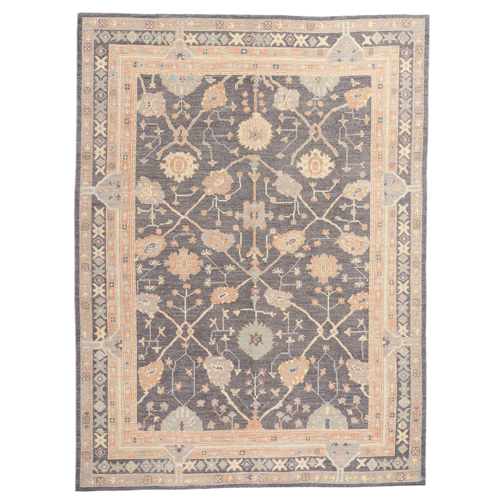 New Contemporary Turkish Oushak Rug with Aesthetic Movement Style