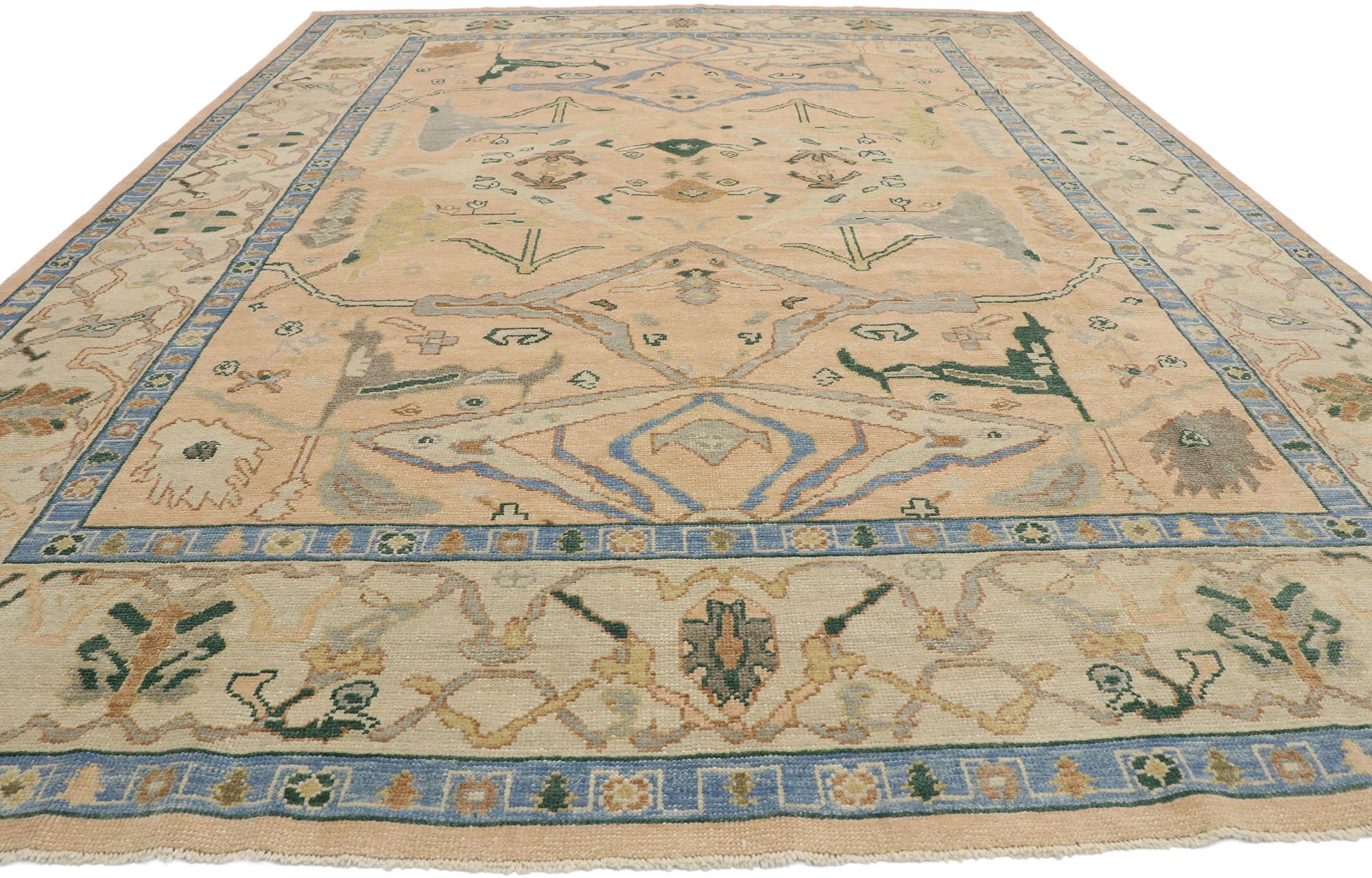 New Contemporary Turkish Oushak Rug with Arts & Crafts Style In New Condition In Dallas, TX