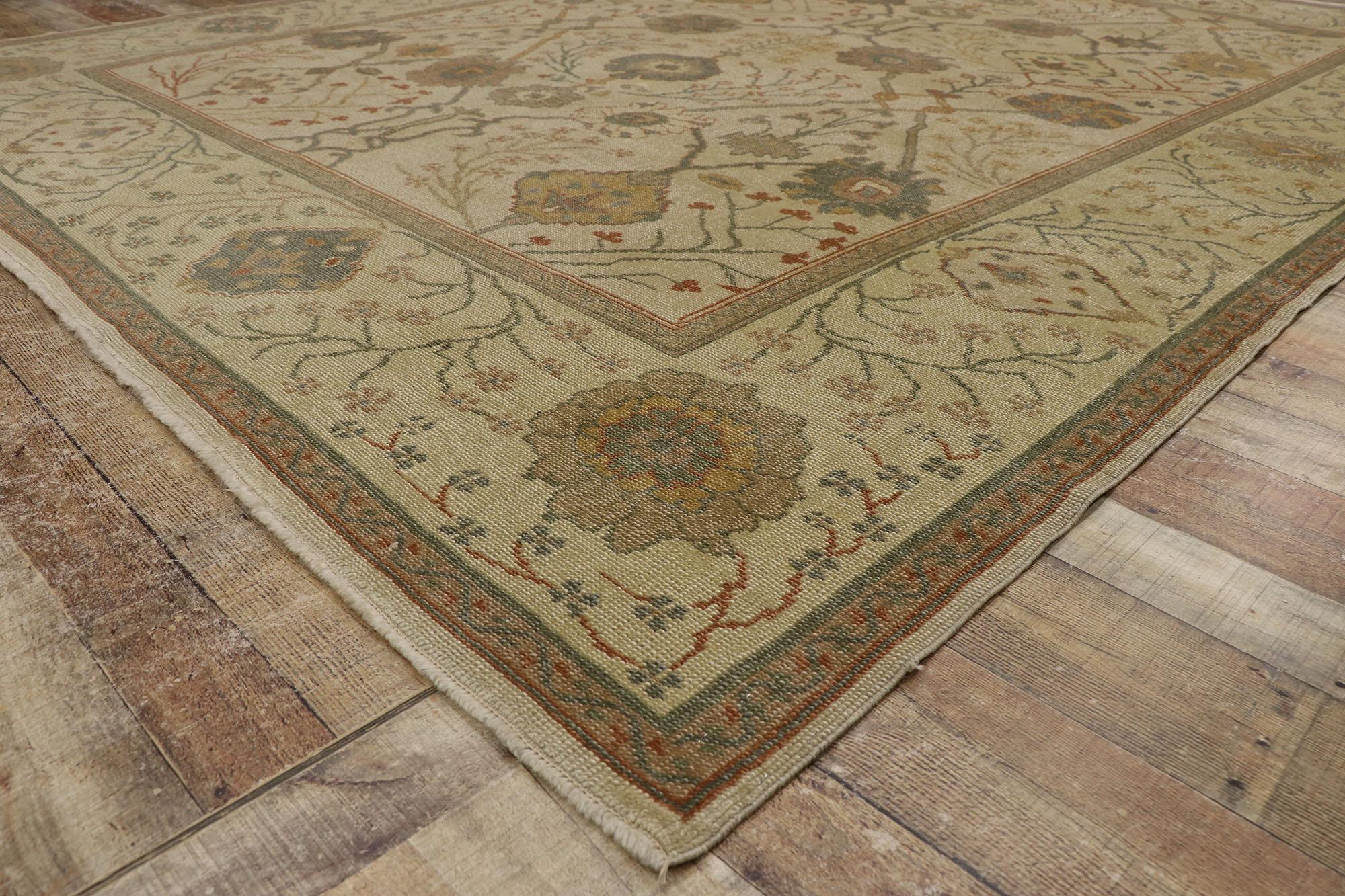 New Contemporary Turkish Oushak Rug with Arts & Crafts Style For Sale 1
