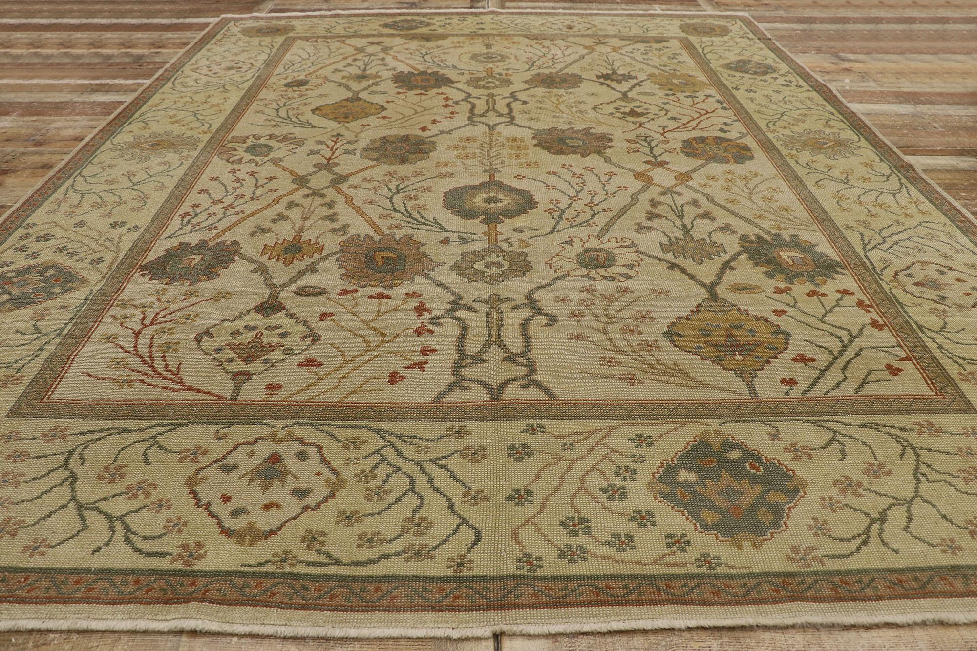 New Contemporary Turkish Oushak Rug with Arts & Crafts Style For Sale 2