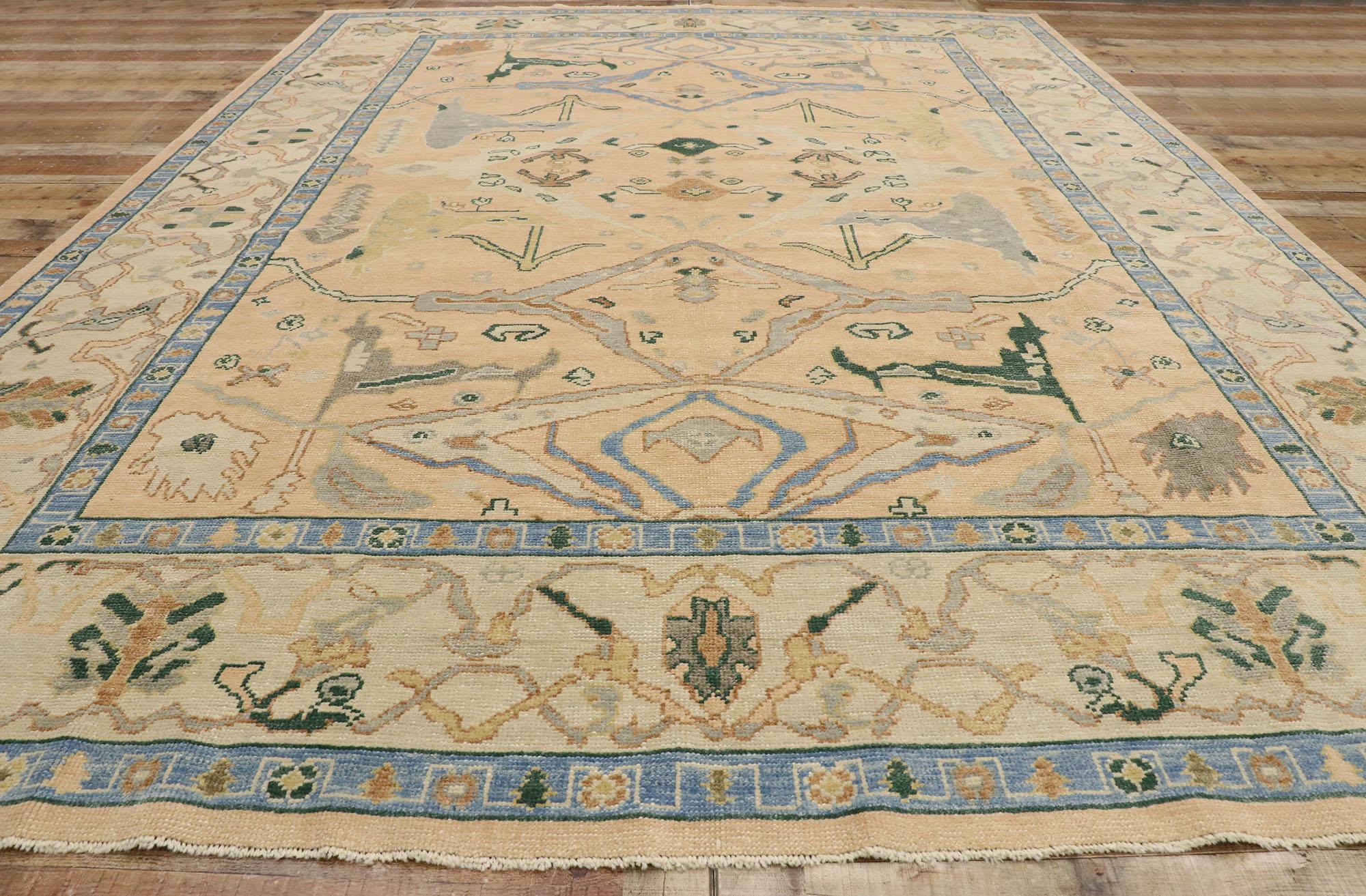 New Contemporary Turkish Oushak Rug with Arts & Crafts Style 3