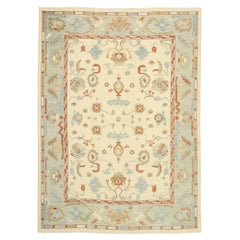 New Contemporary Turkish Oushak Rug with Cape Cod Nantucket Federal Style