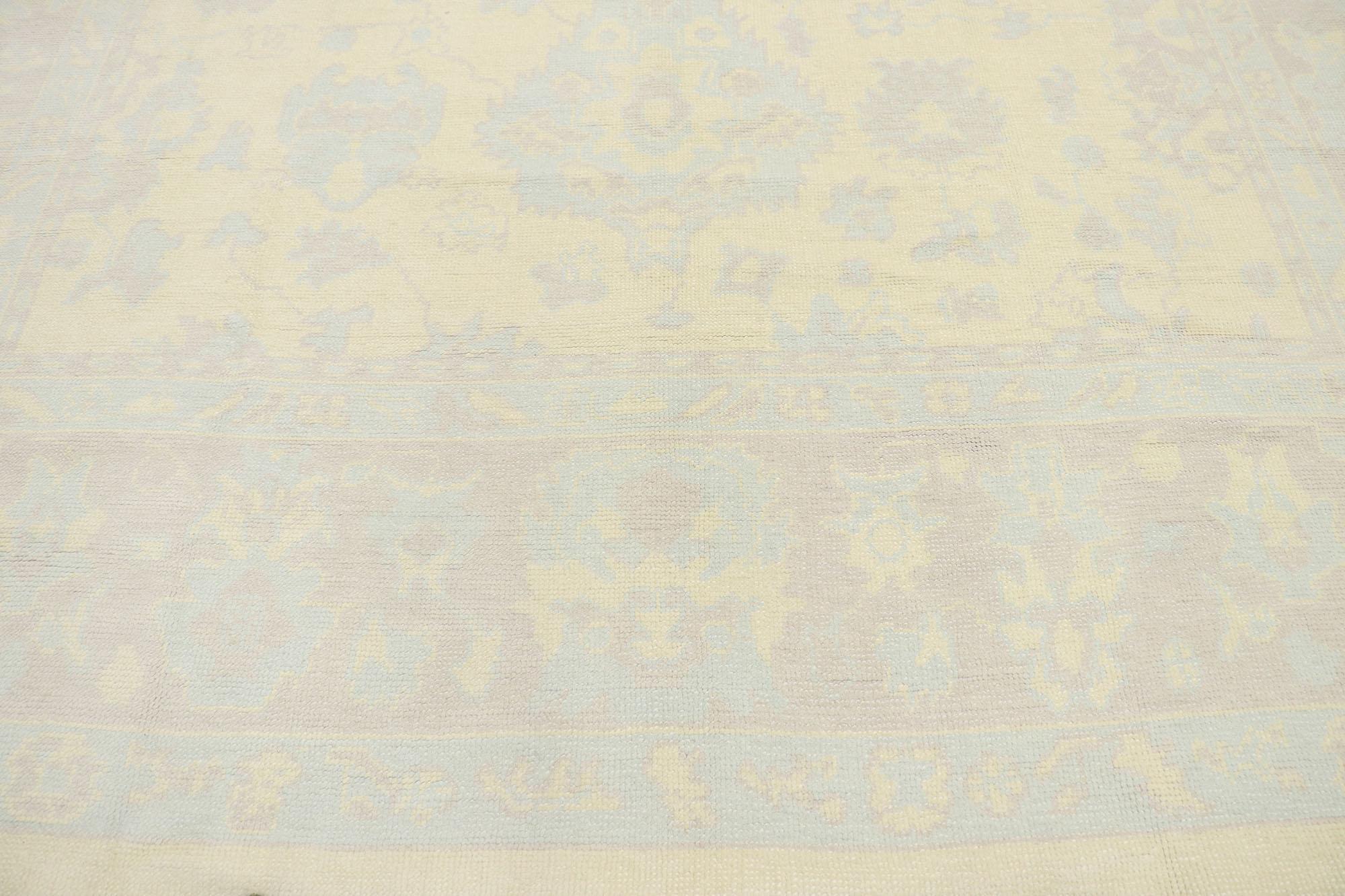 New Muted Turkish Oushak Rug, French Country Cottage Meets Modern Style In New Condition For Sale In Dallas, TX