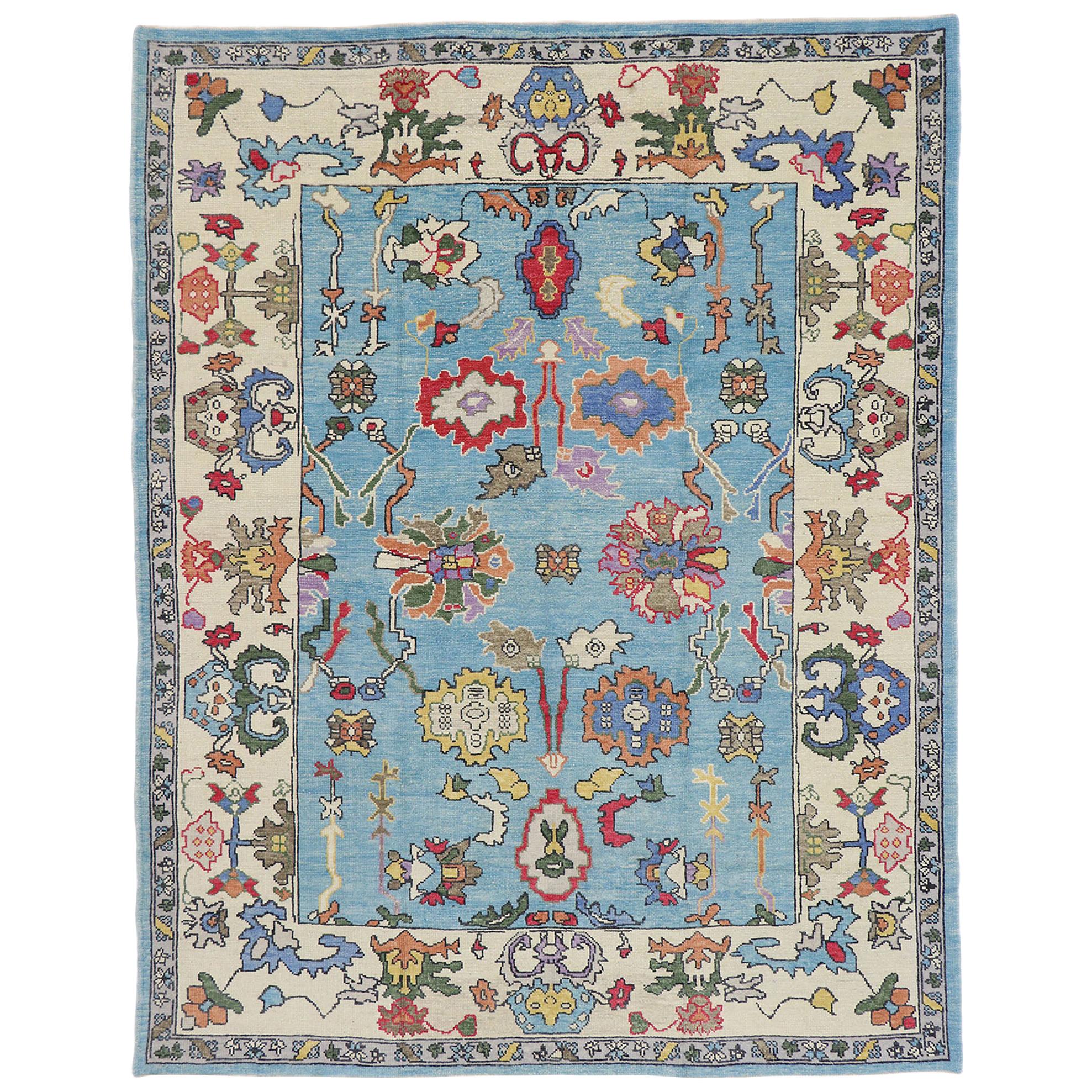 New Contemporary Turkish Oushak Rug with Eclectic Parisian Style