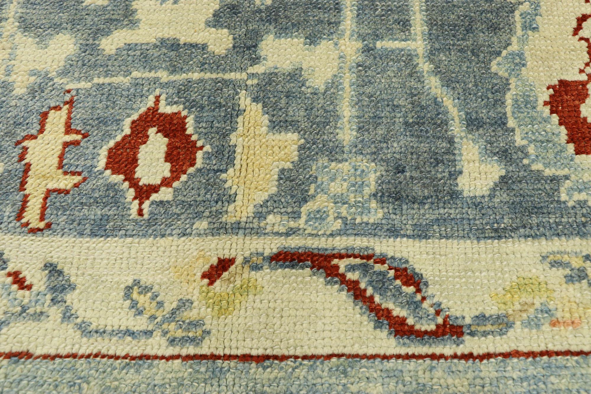 Contemporary Blue Turkish Oushak Rug  In New Condition For Sale In Dallas, TX