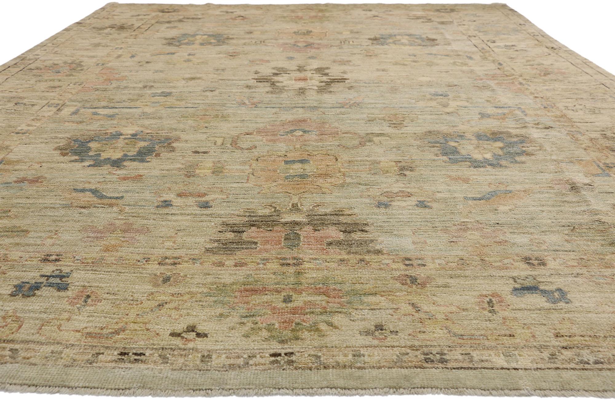 New Contemporary Turkish Oushak Rug with French Country and Cottage Style In New Condition For Sale In Dallas, TX