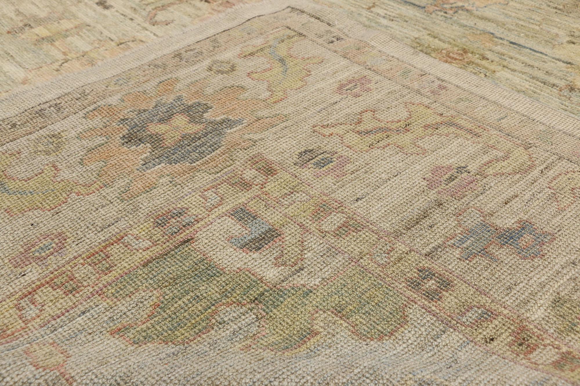 XXIe siècle et contemporain Nouveau tapis turc contemporain d'Oushak avec style campagnard et chalet français en vente