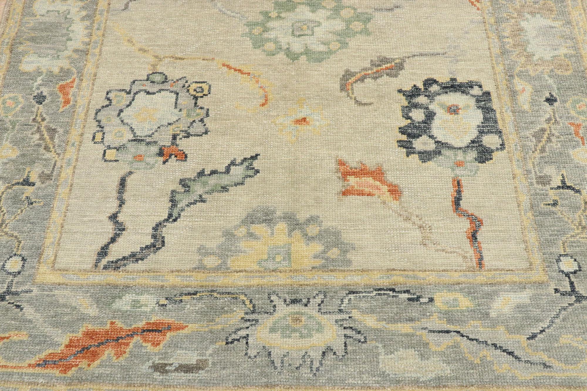 New Contemporary Turkish Oushak Rug with Martha's Vineyard Modern Coastal Style In New Condition For Sale In Dallas, TX