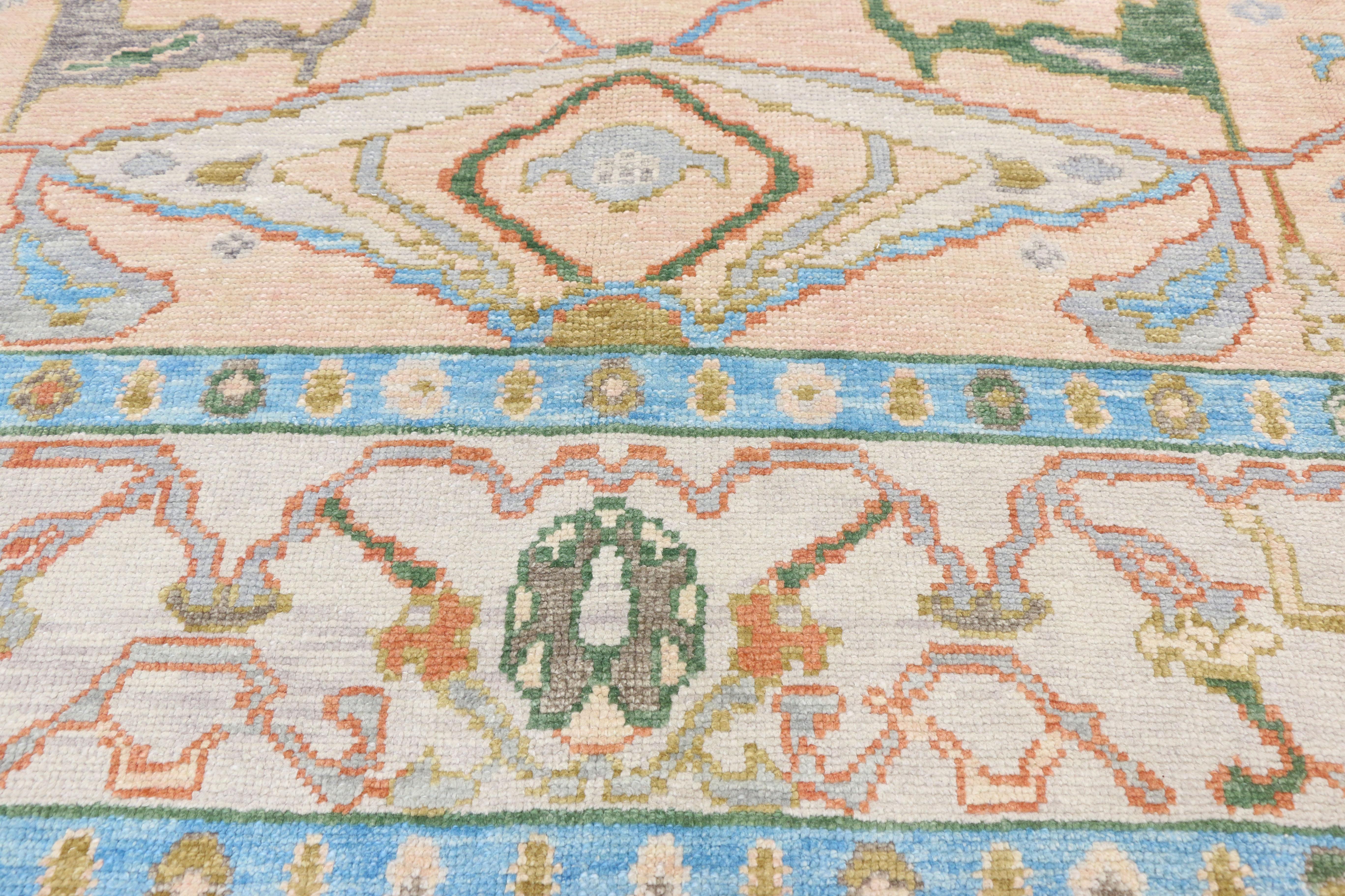 New Contemporary Turkish Oushak Rug with Memphis Style and Pastel Colors In New Condition In Dallas, TX