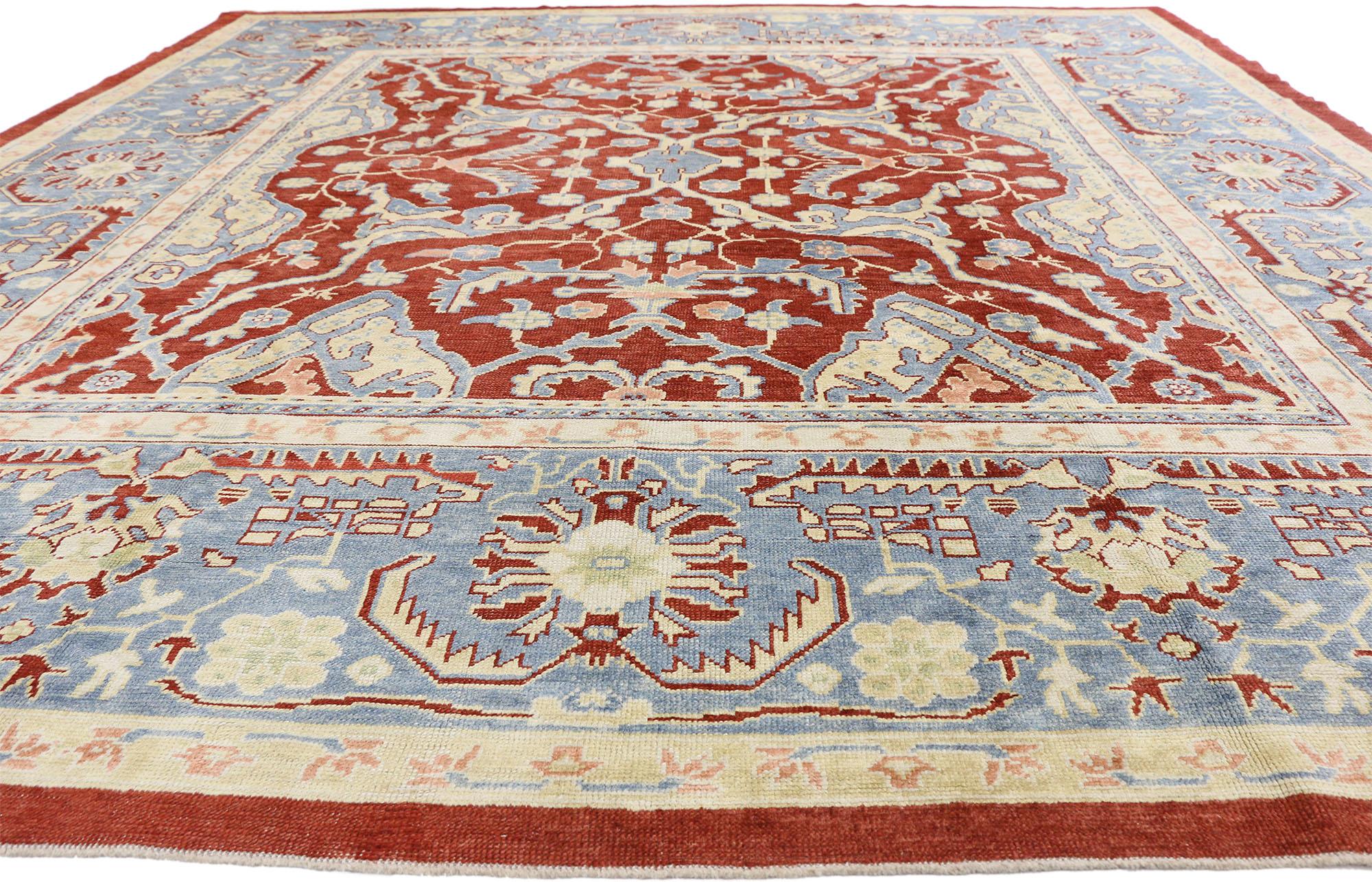 Nouveau tapis turc contemporain d'Oushak avec style colonial américain moderne  en vente 2