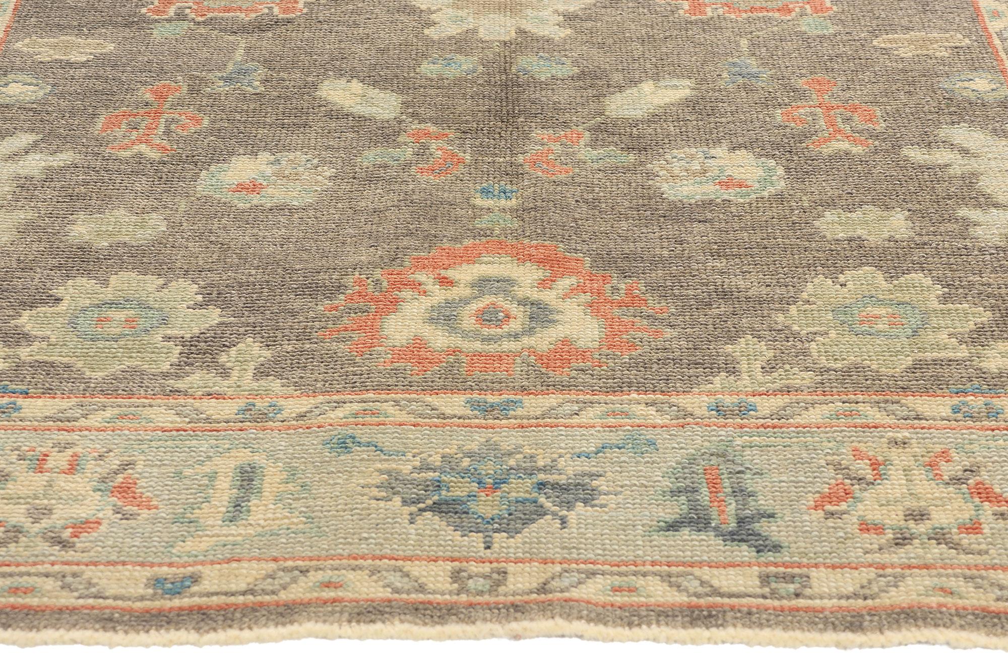 New Contemporary Earth-Tone Turkish Oushak Rug In New Condition For Sale In Dallas, TX