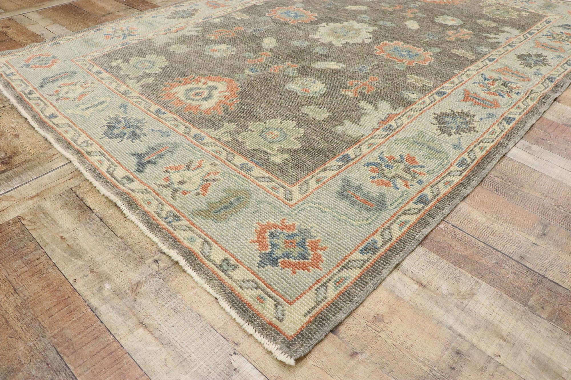New Contemporary Turkish Oushak Rug with Modern American Colonial Style For Sale 1