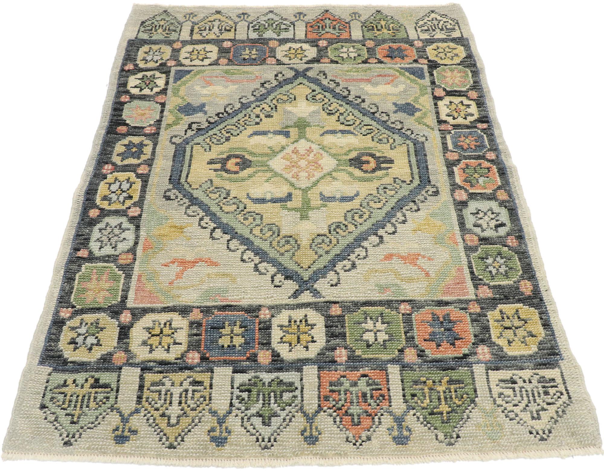 Hand-Knotted New Contemporary Turkish Oushak Rug with Modern American Craftsman Style For Sale