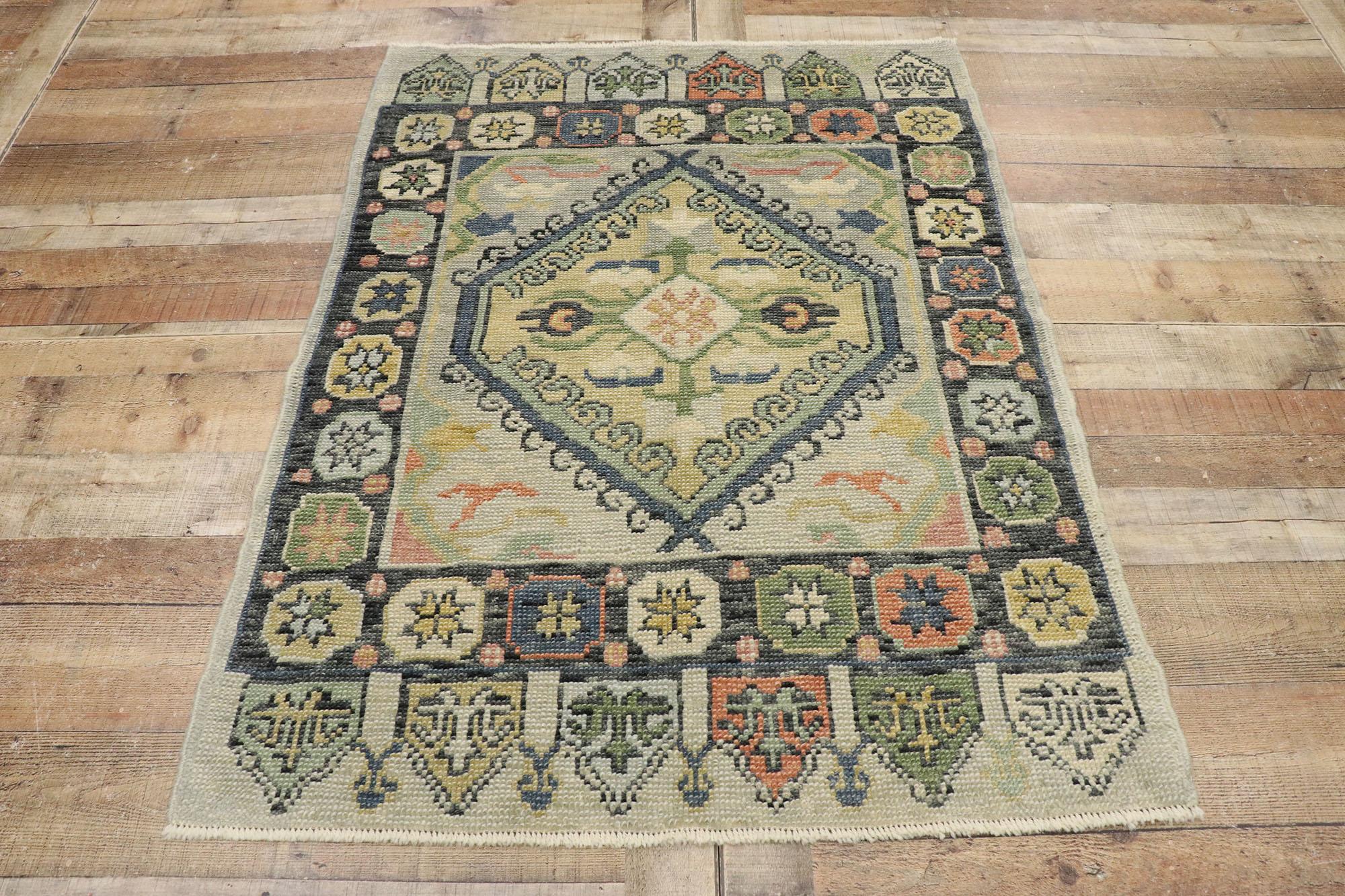 New Contemporary Turkish Oushak Rug with Modern American Craftsman Style For Sale 2