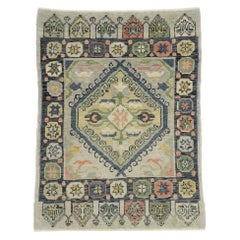 Nouveau tapis turc contemporain d'Oushak avec style artisanal américain moderne