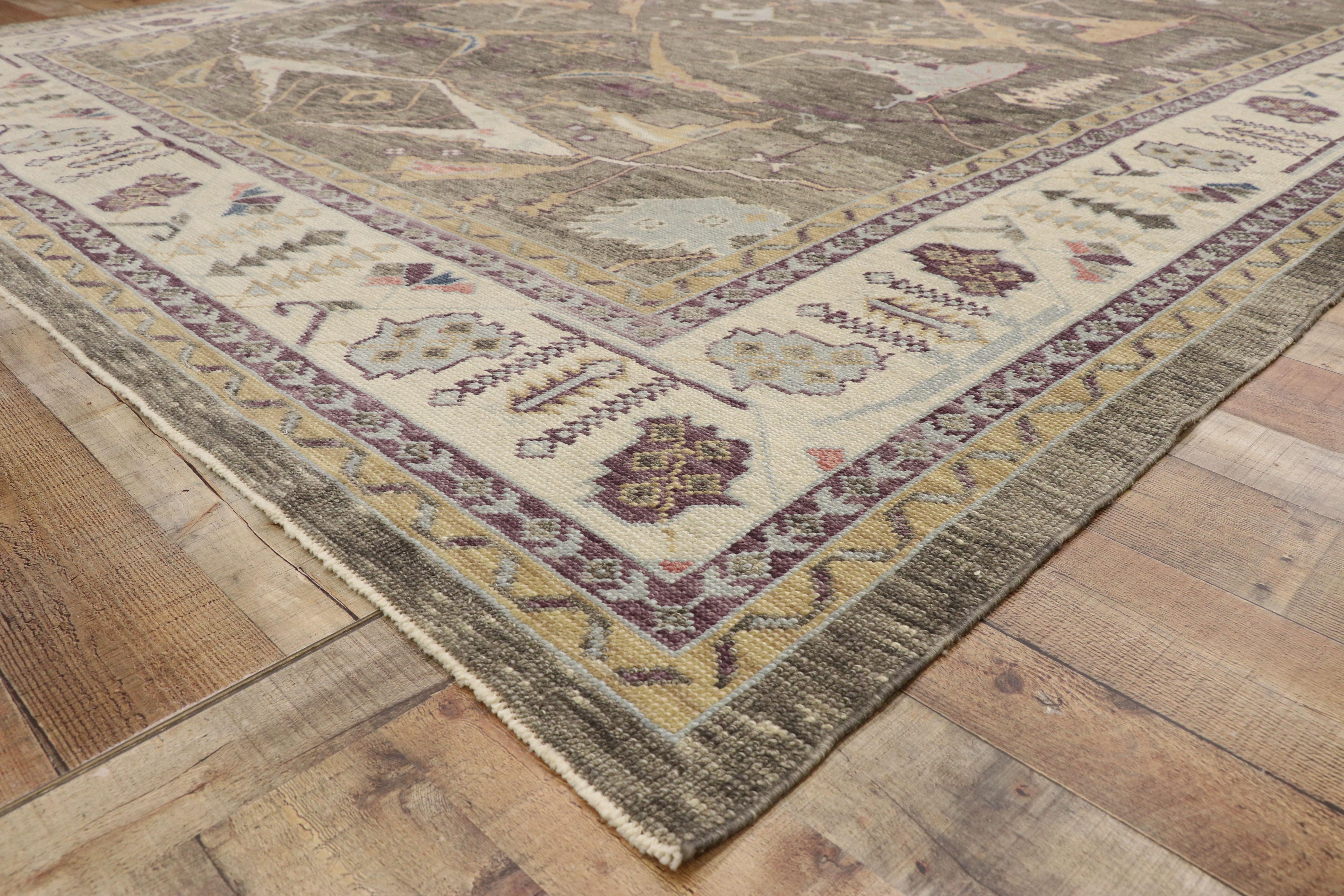 New Contemporary Turkish Oushak Rug with Modern Artisan Style For Sale 1