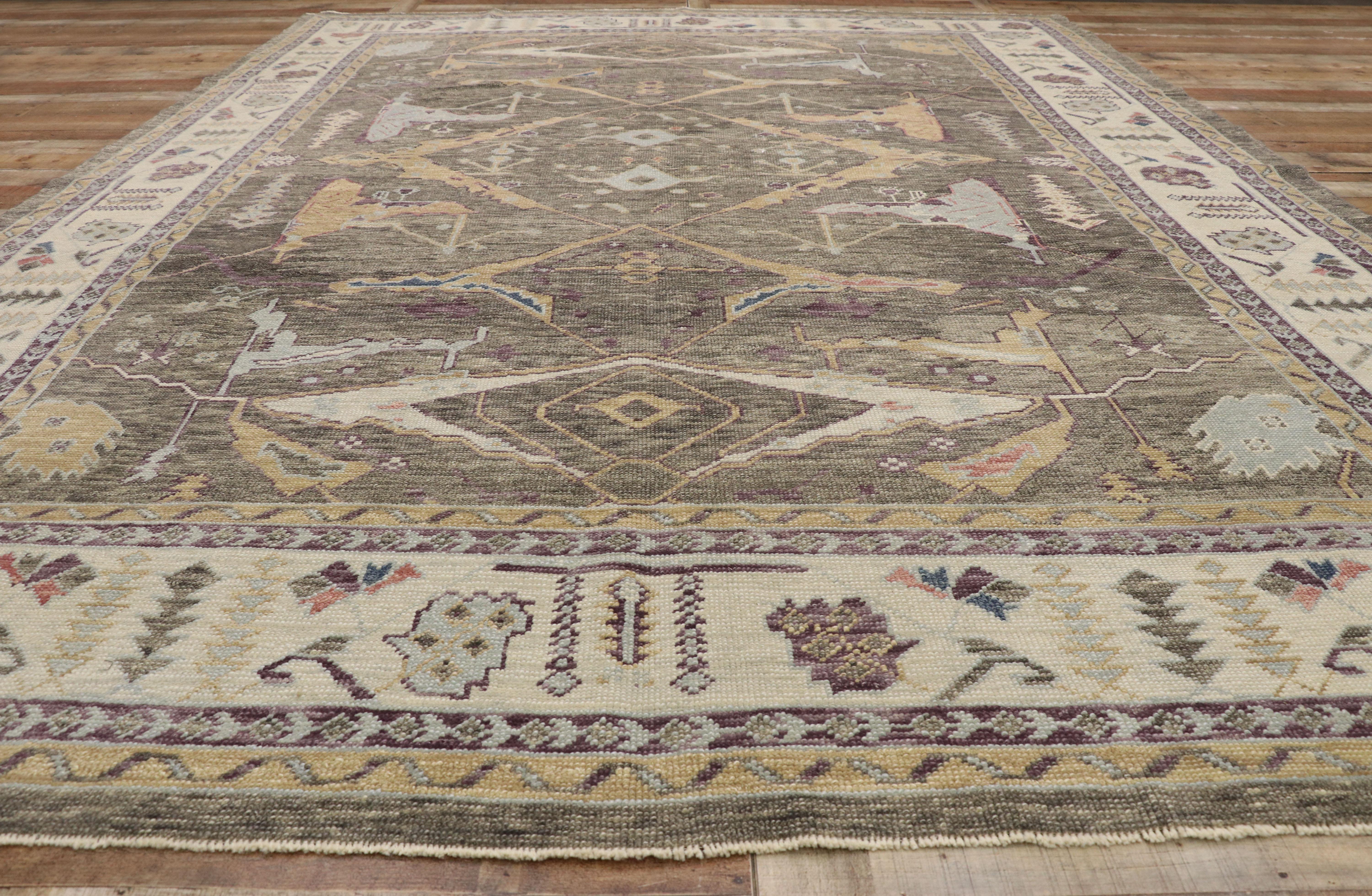 New Contemporary Turkish Oushak Rug with Modern Artisan Style For Sale 2