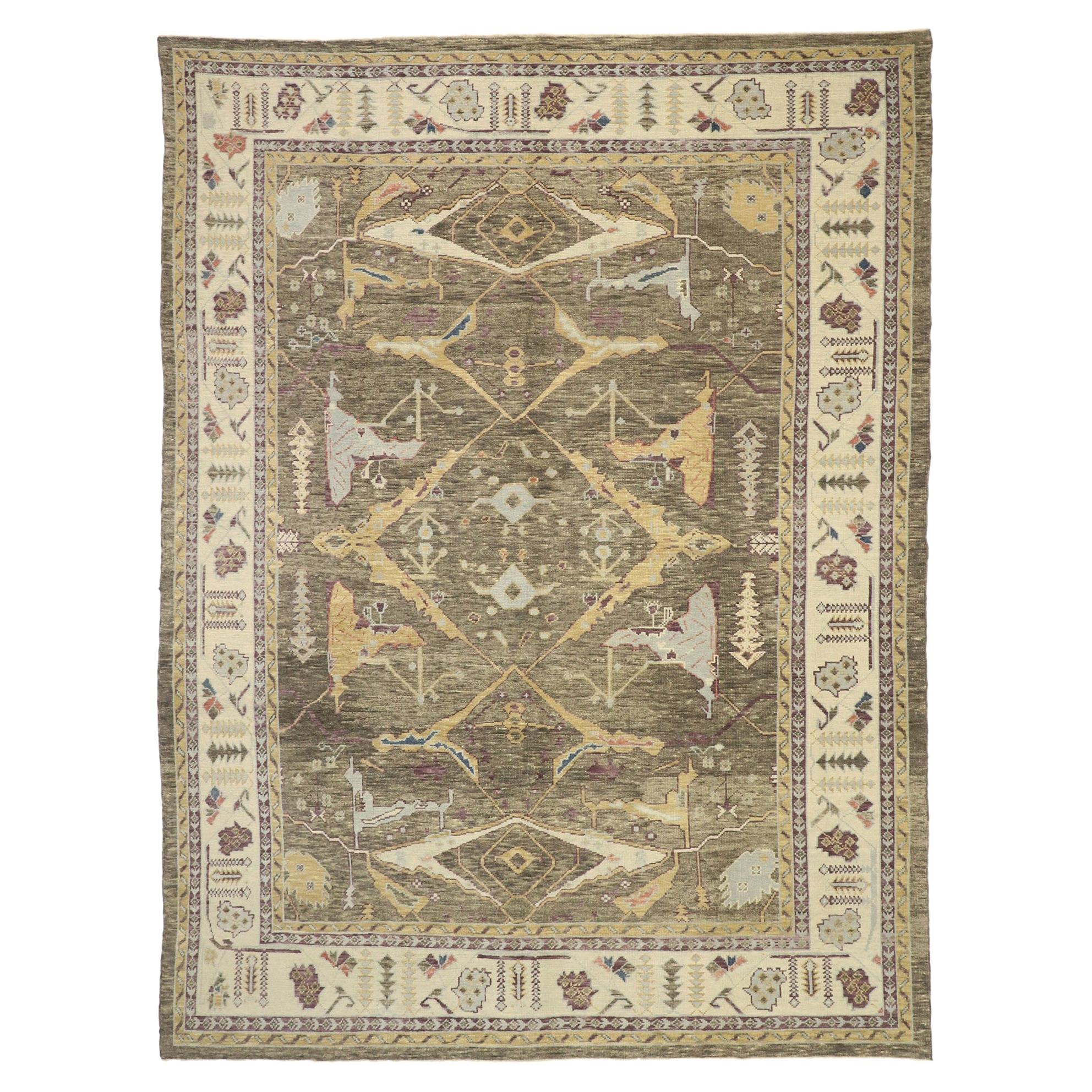 New Contemporary Turkish Oushak Rug with Modern Artisan Style For Sale