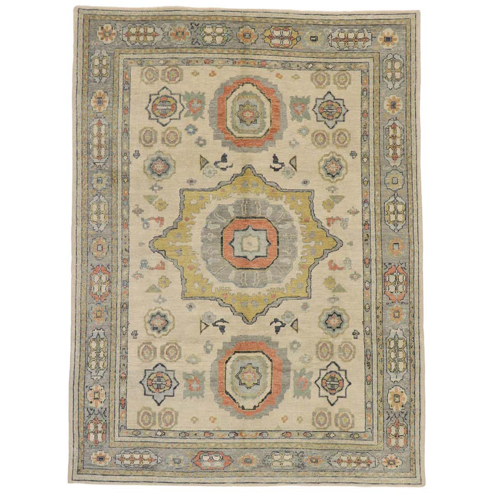 New Contemporary Turkish Oushak Rug with Modern Arts and Crafts Style ...
