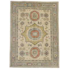 New Contemporary Turkish Oushak Rug with Modern Arts & Crafts Style
