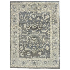 New Contemporary Turkish Oushak Rug with Modern Baltic Coastal Style