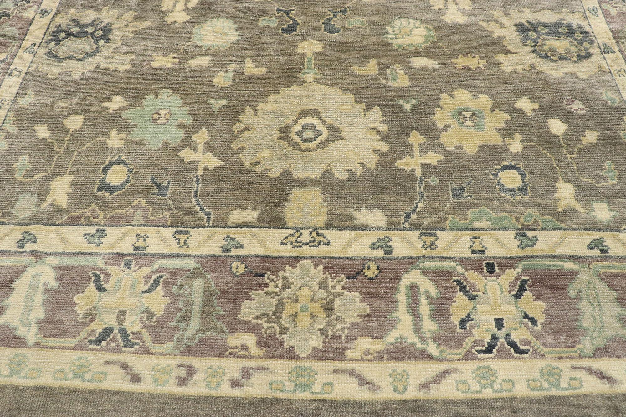 American Craftsman New Contemporary Turkish Oushak Rug with Modern Bungalow Style For Sale