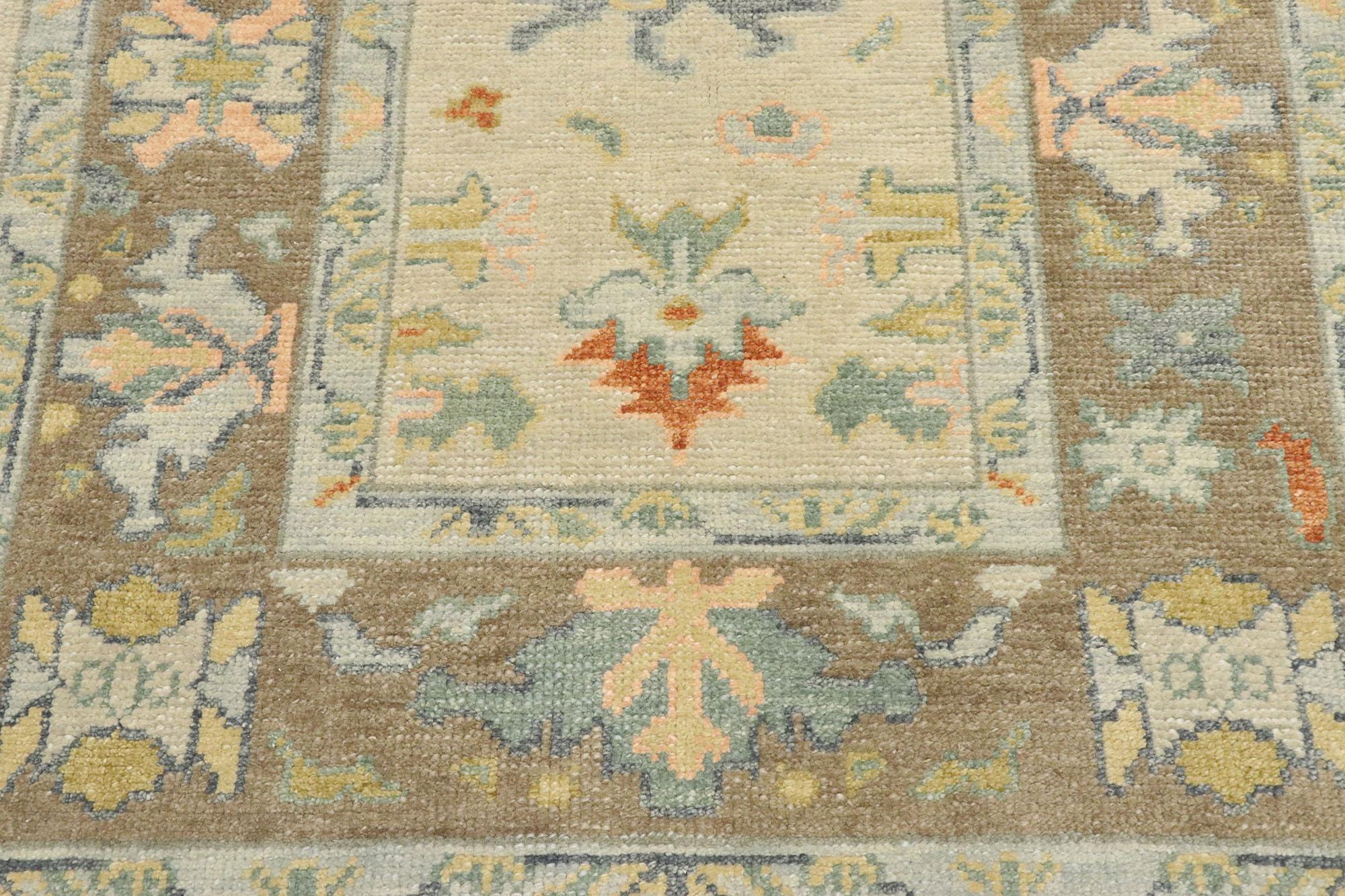 Nueva Alfombra Turca Contemporánea Oushak con Estilo Costero Moderno Cape Cod Turco en venta