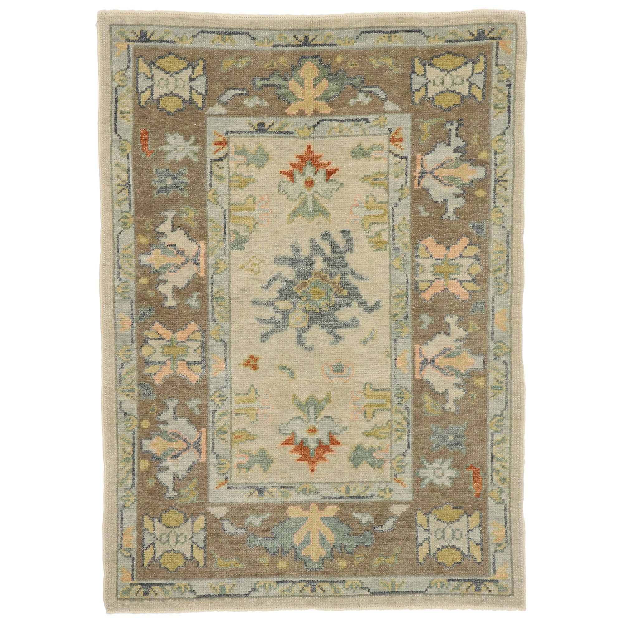 New Contemporary Turkish Oushak Rug with Modern Cape Cod Coastal Style For Sale