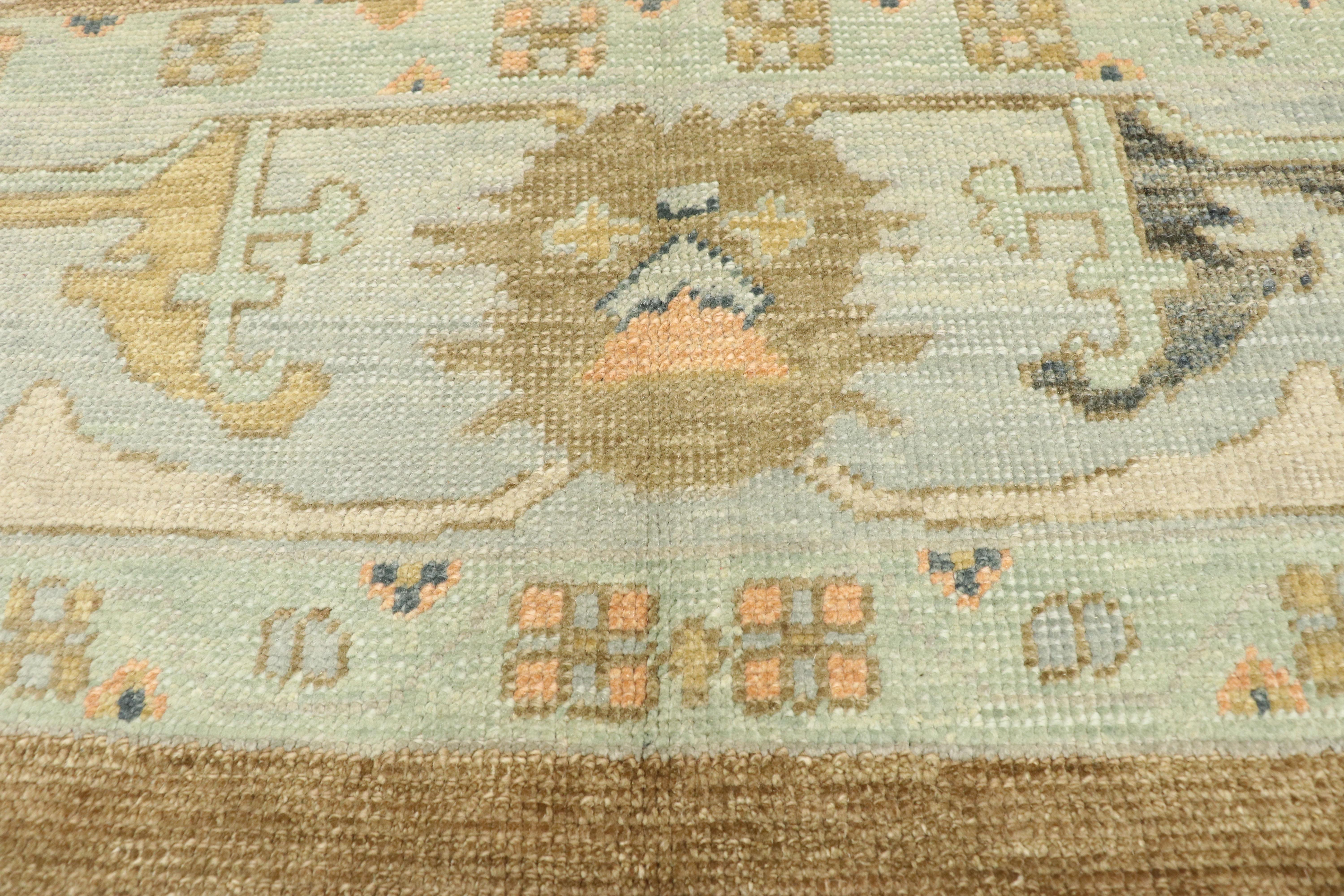 Wool New Contemporary Turkish Oushak Rug with Modern Cape Cod Style For Sale