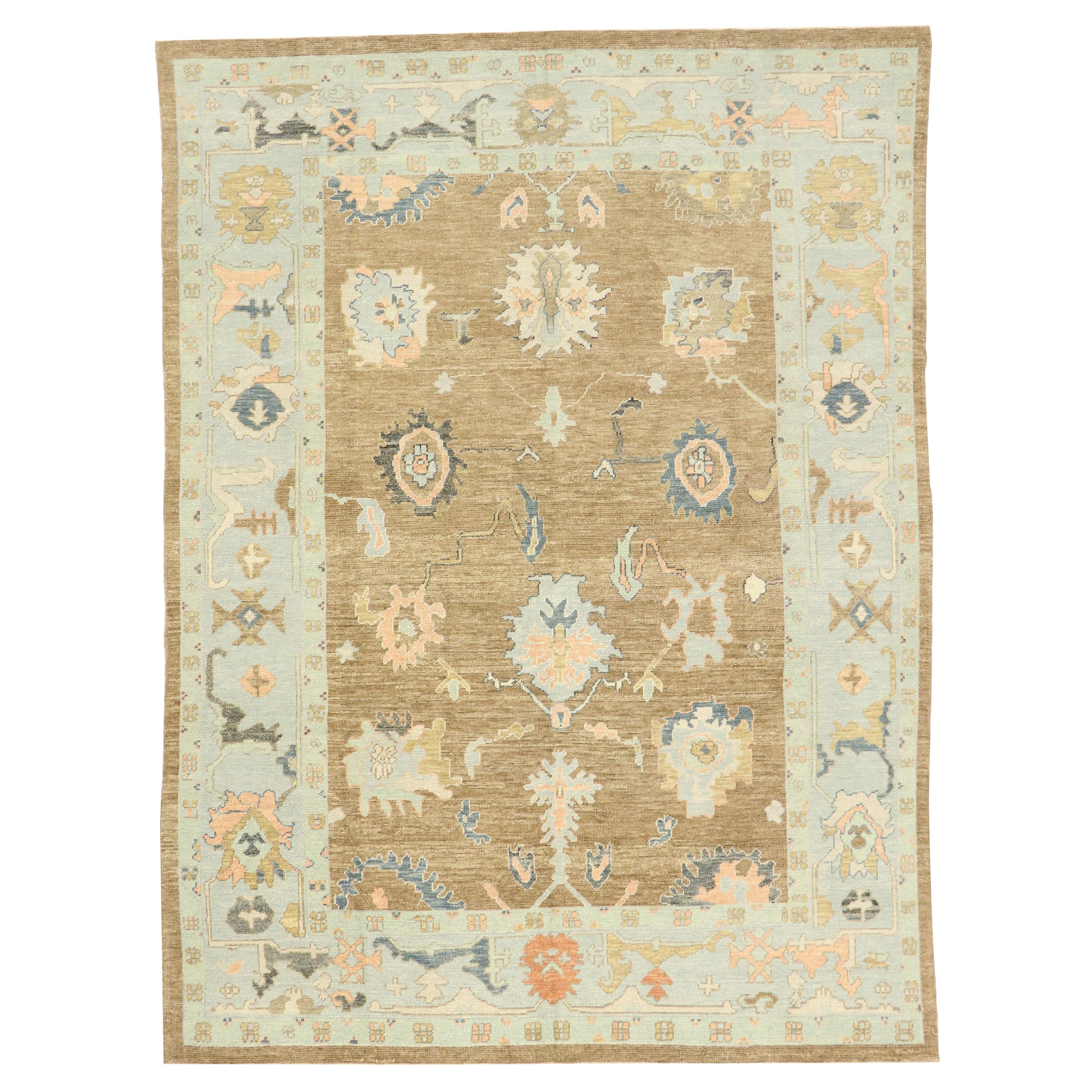 New Contemporary Turkish Oushak Rug with Modern Cape Cod Style For Sale